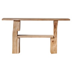 Contemporary Sideboard Table, in Modern Natural Plain Elm Wood, by Jonas Lutz