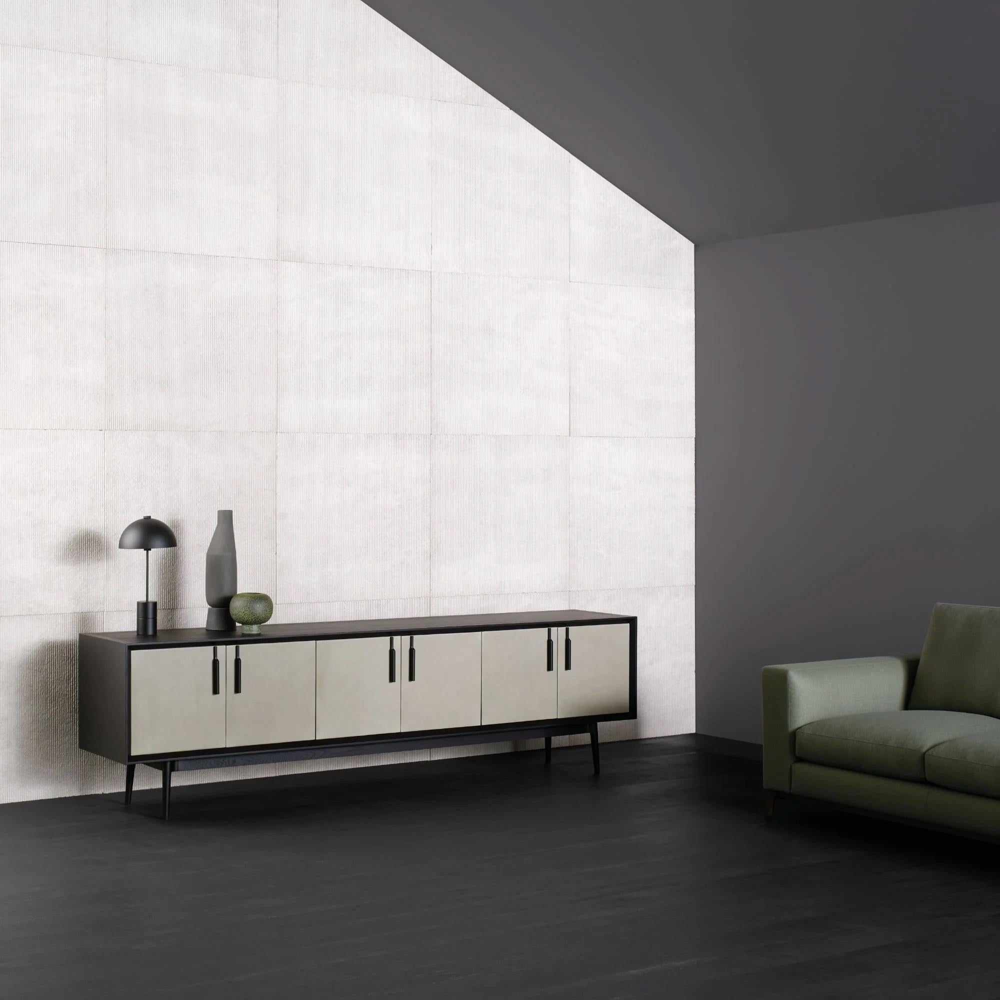 Buffet contemporain 'THEO' Wood Wood et Leather en vente 3