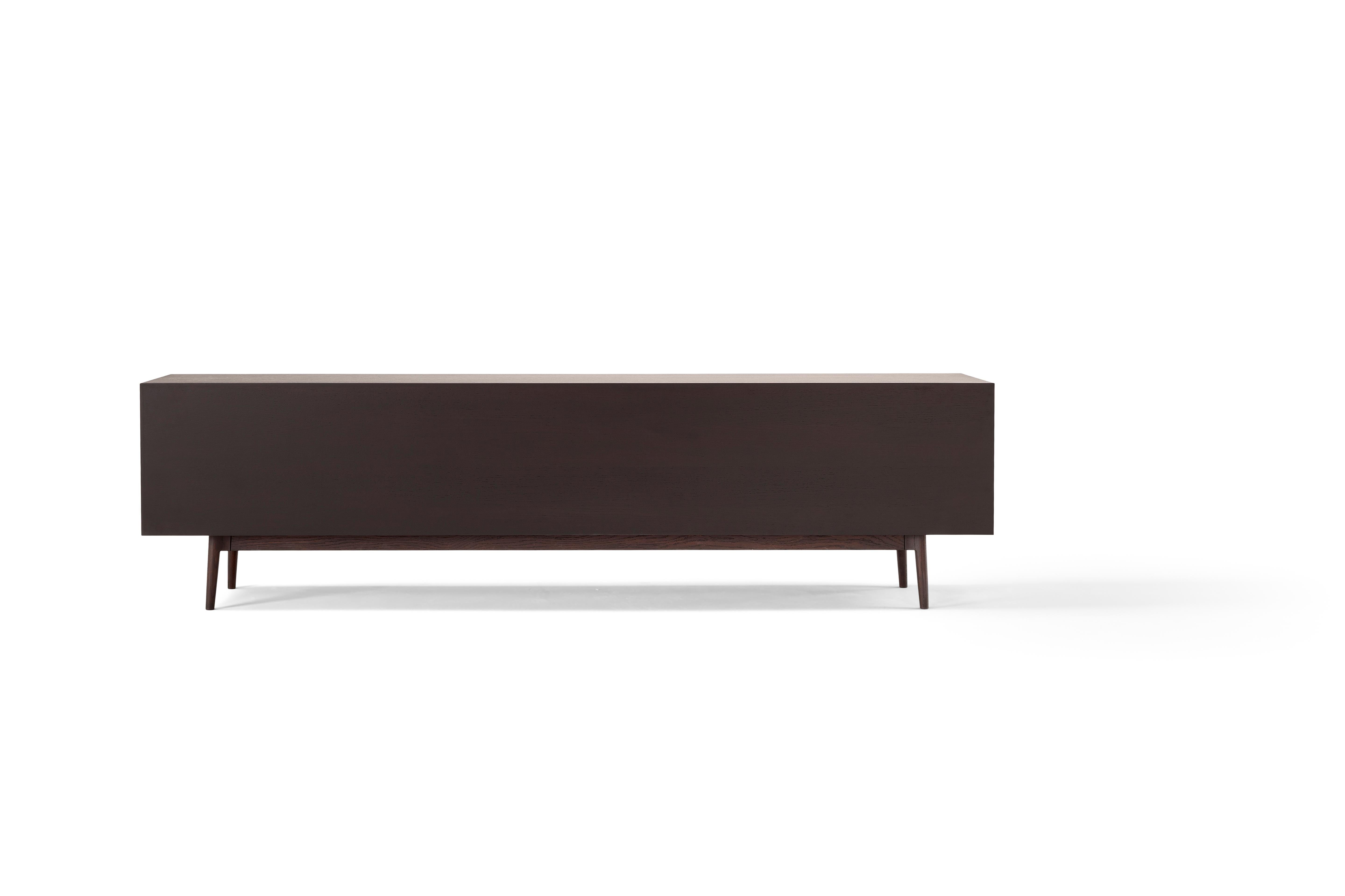 Buffet contemporain 'THEO' Wood Wood et Leather Neuf - En vente à Paris, IDF