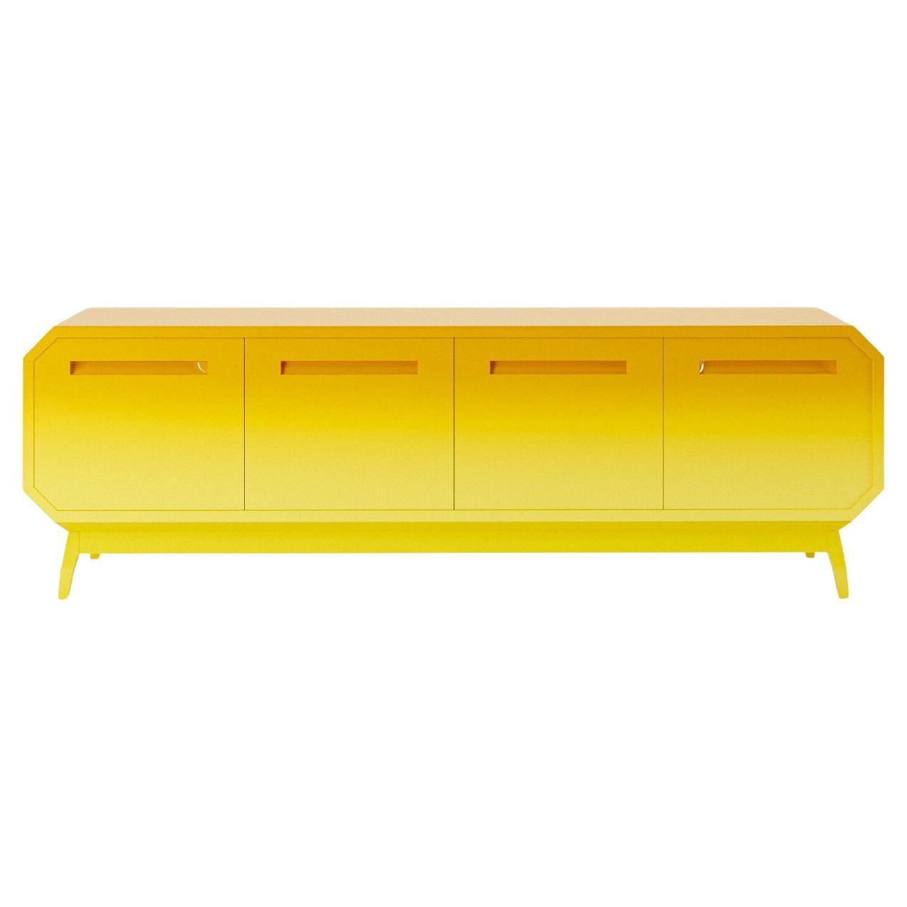 Contemporary Sideboard With Gradient Lacquer In Yellow For Sale