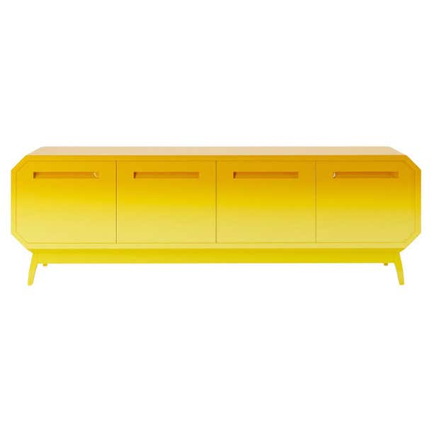 Contemporary Sideboard With Gradient Lacquer In Yellow For Sale at 1stDibs