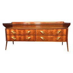 Contemporary Sideboard with Hand-Like Handles and Female Nude Graphic