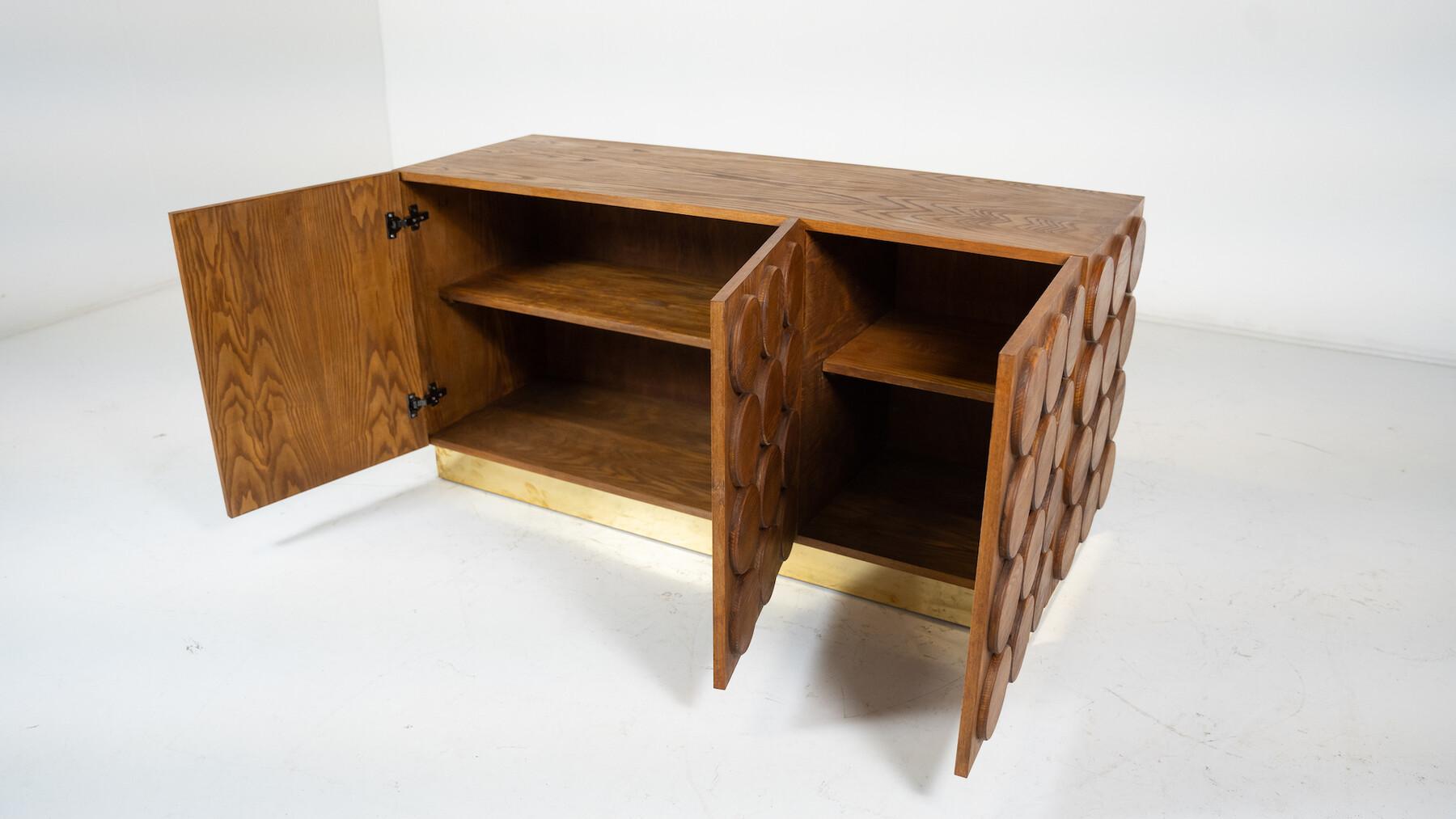 Italian Contemporary Sideboard, Wood and Brass, Italy For Sale