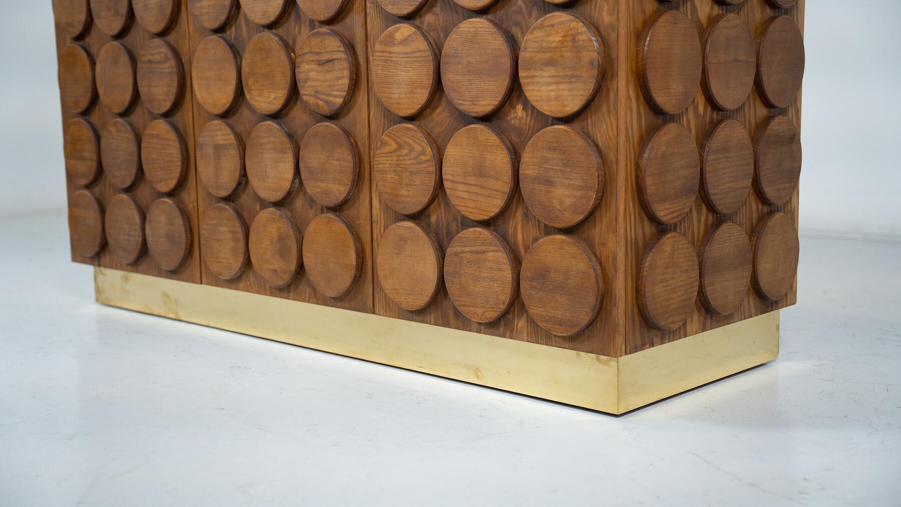 Contemporary Sideboard, Wood and Brass, Italy In Good Condition For Sale In Brussels, BE