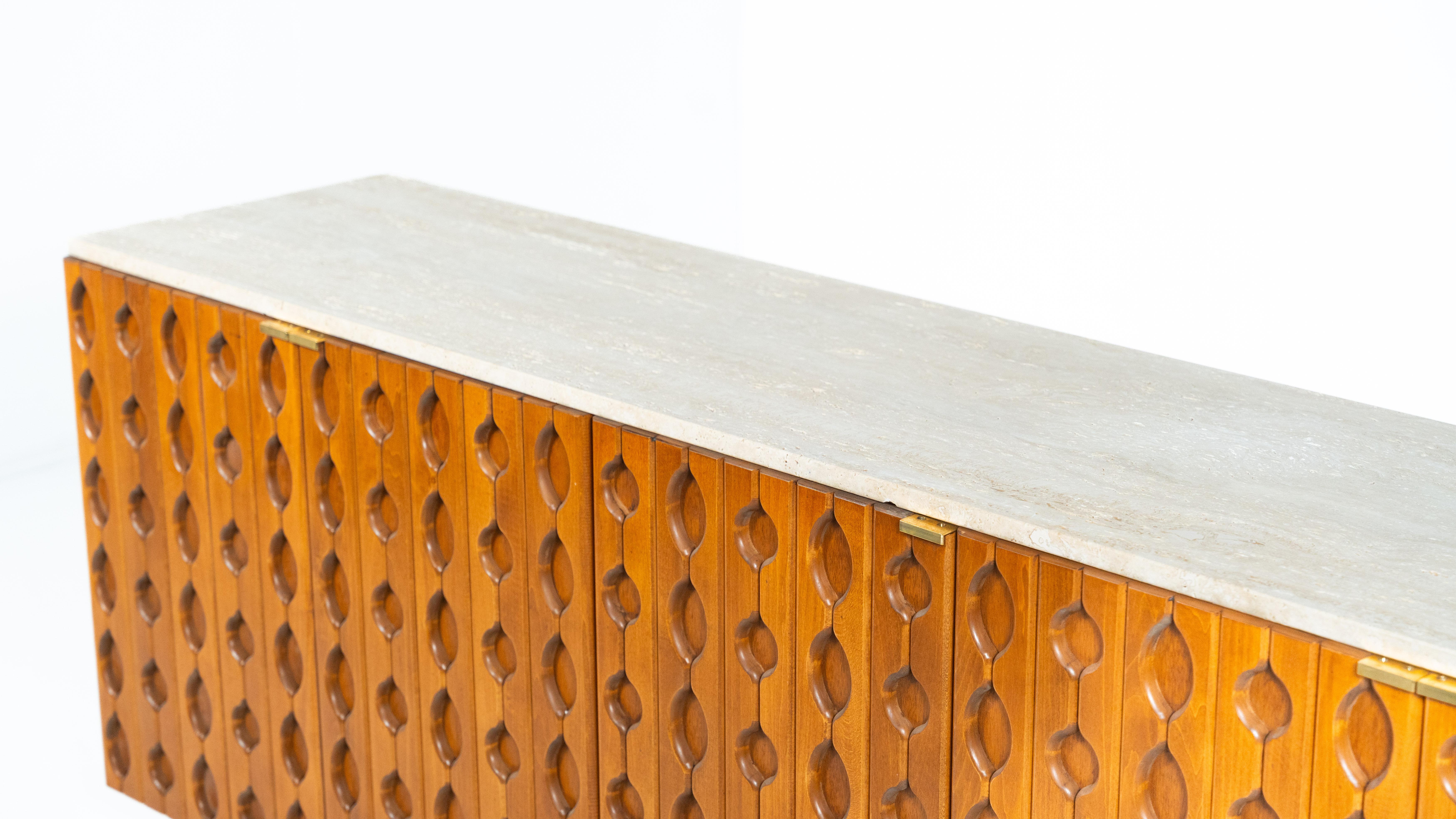 Zeitgenössisches Sideboard, Holz und Travertin , Italien im Angebot 6