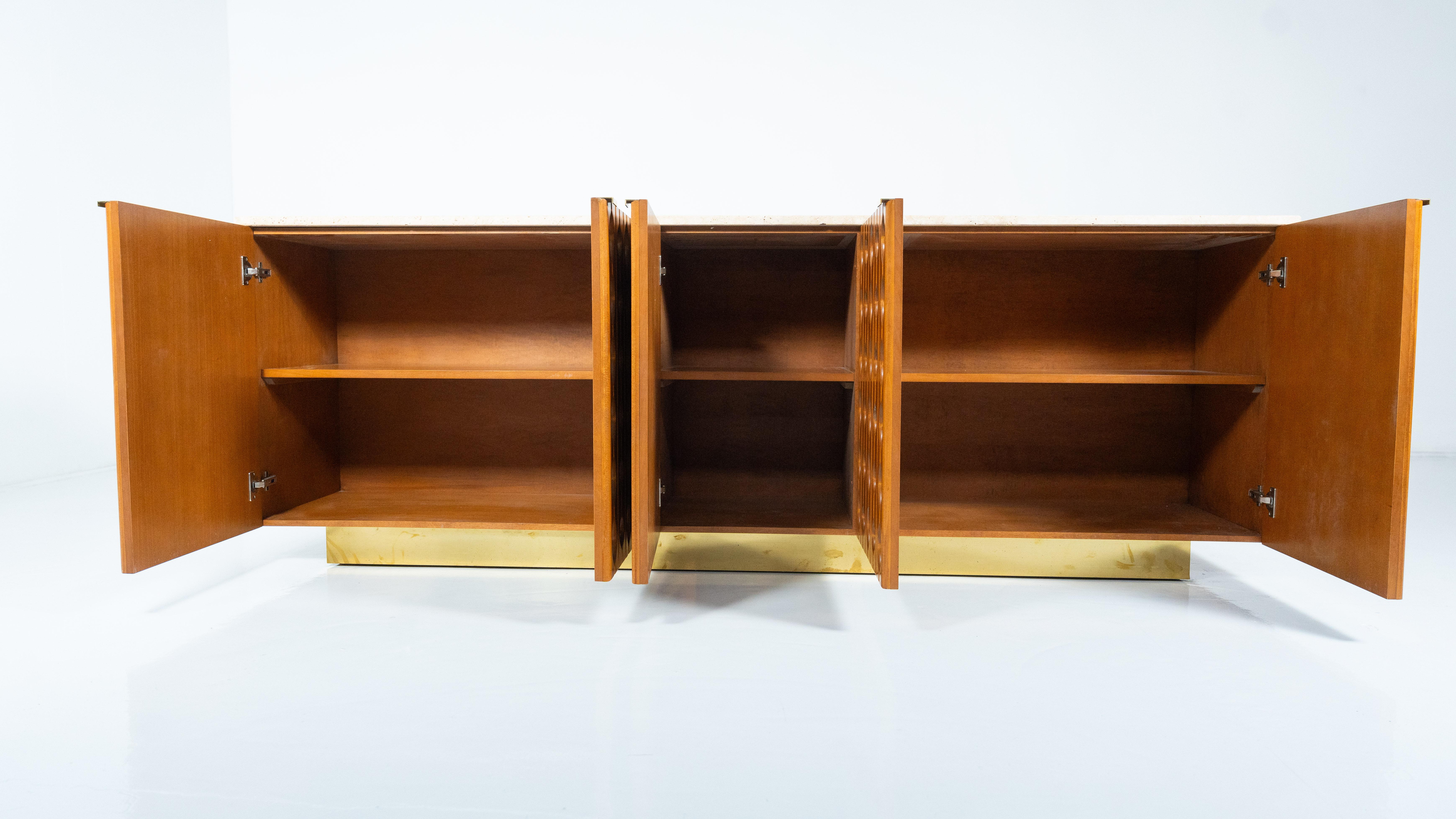 Zeitgenössisches Sideboard, Holz und Travertin , Italien im Angebot 8