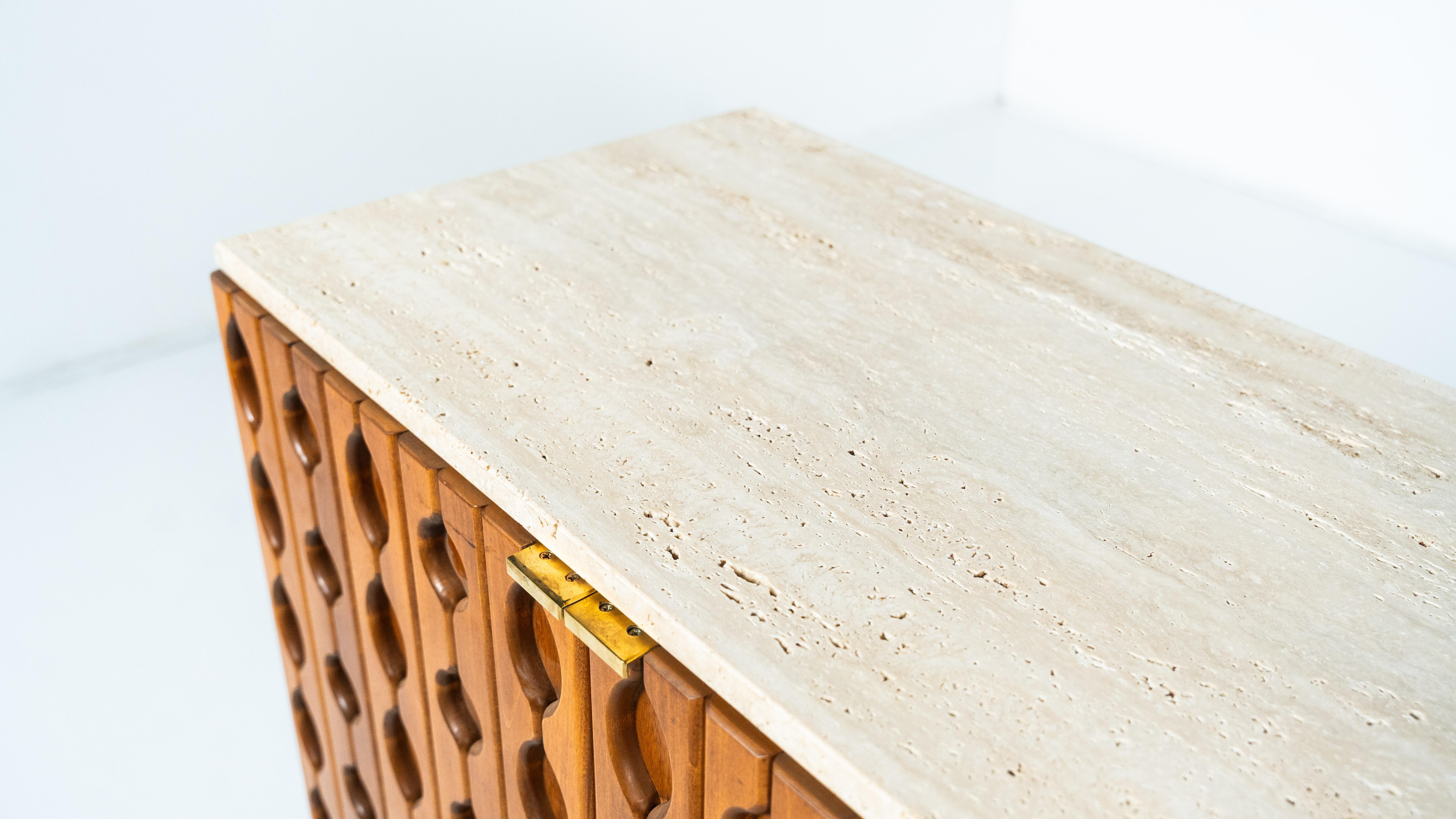 Zeitgenössisches Sideboard, Holz und Travertin , Italien im Angebot 10