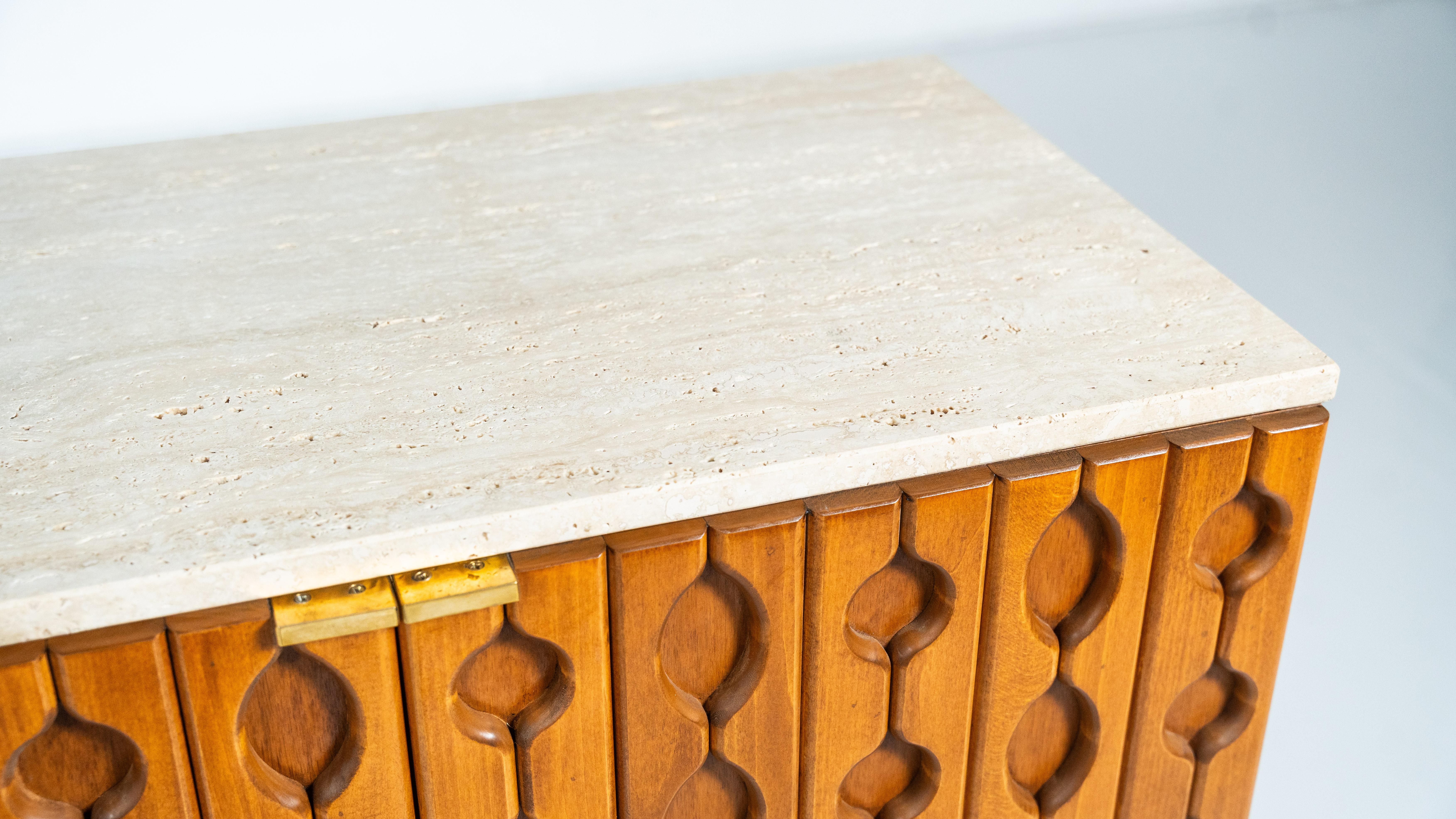 Zeitgenössisches Sideboard, Holz und Travertin , Italien im Angebot 11