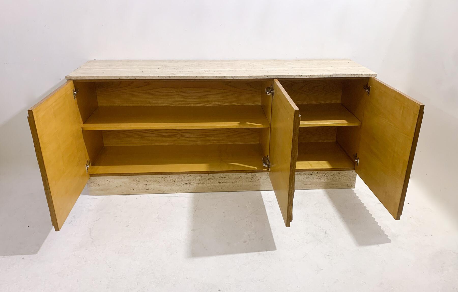 Contemporary Sideboard, Wood and Travertine, Italy In New Condition For Sale In Brussels, BE