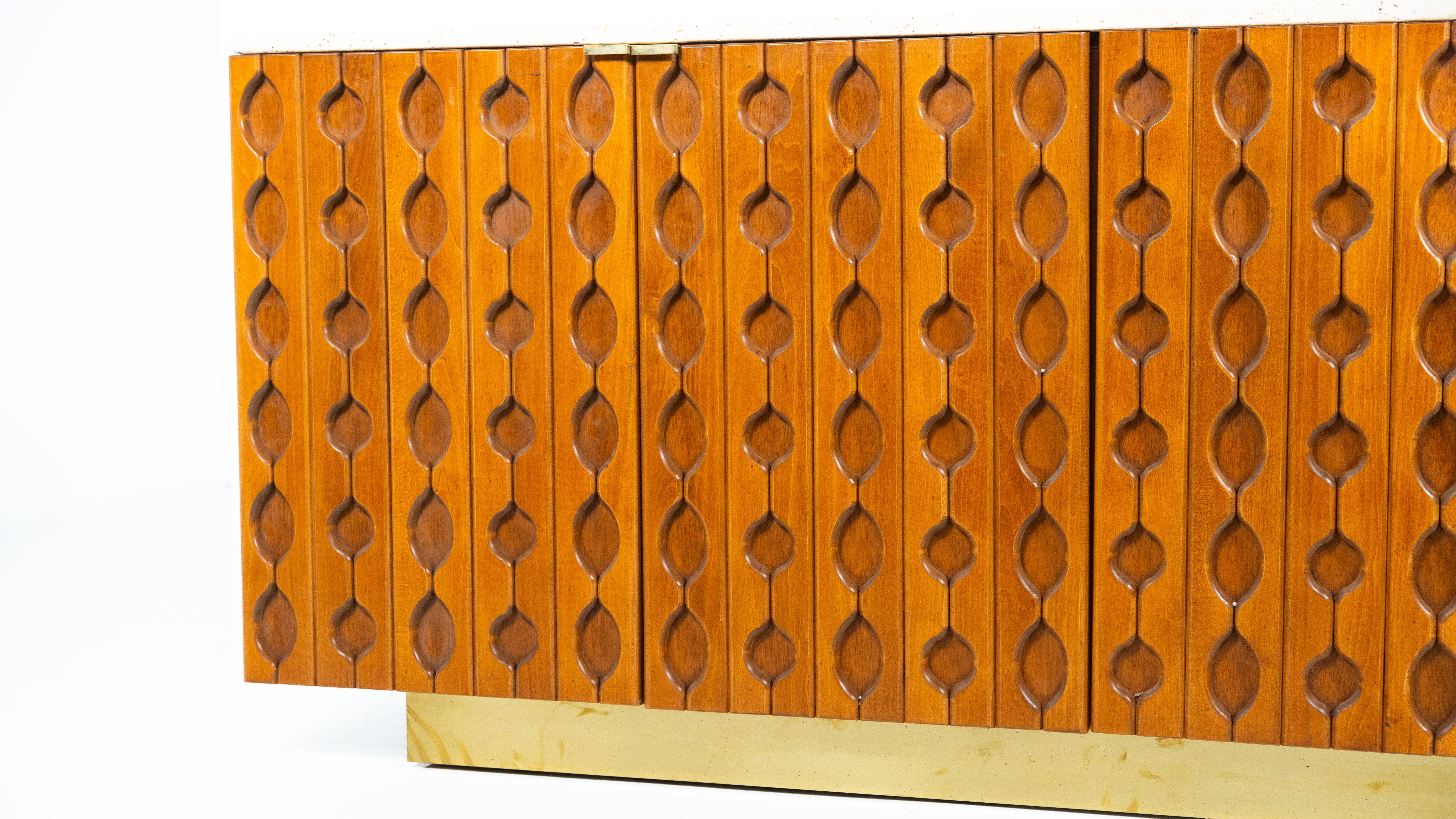 Zeitgenössisches Sideboard, Holz und Travertin , Italien im Angebot 3