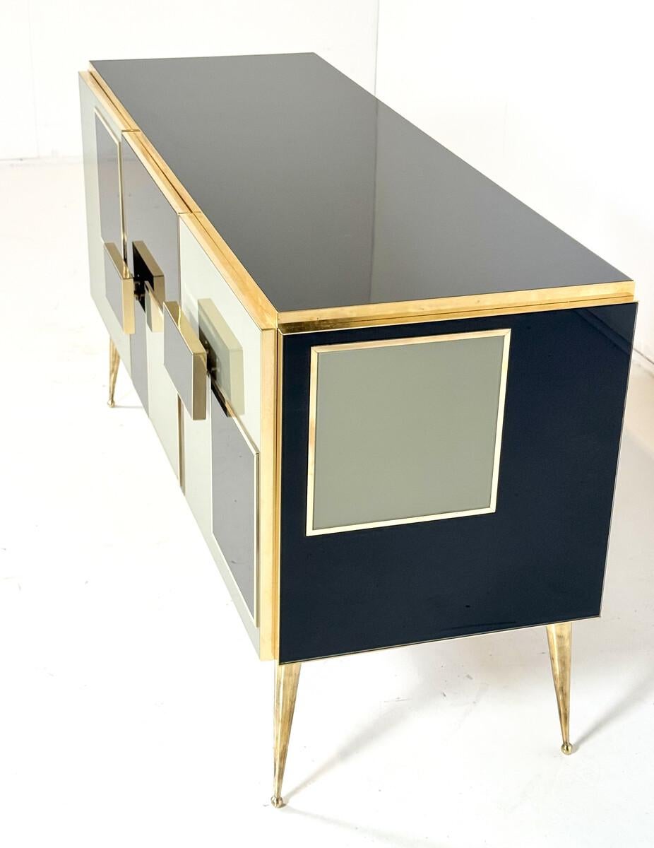 Credenza Contemporary, legno, vetro e ottone, Italia In condizioni buone in vendita a Brussels, BE