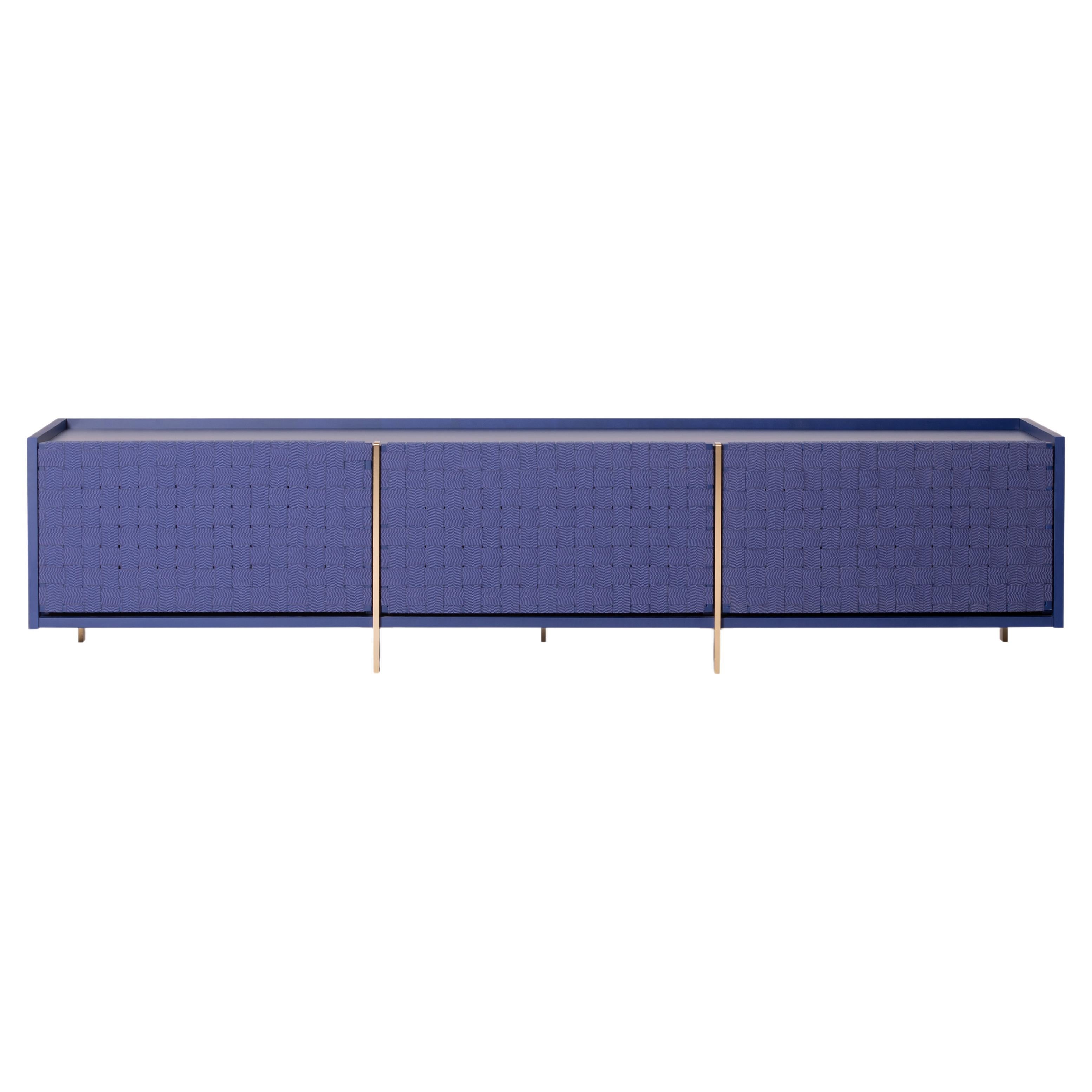 Contemporary Sideboard, Credenza in Veneered Wood, Solid Wood and Ribbon