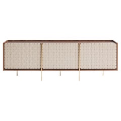 Contemporary Sideboard, Credenza in Veneered Wood, Solid Wood and Ribbon