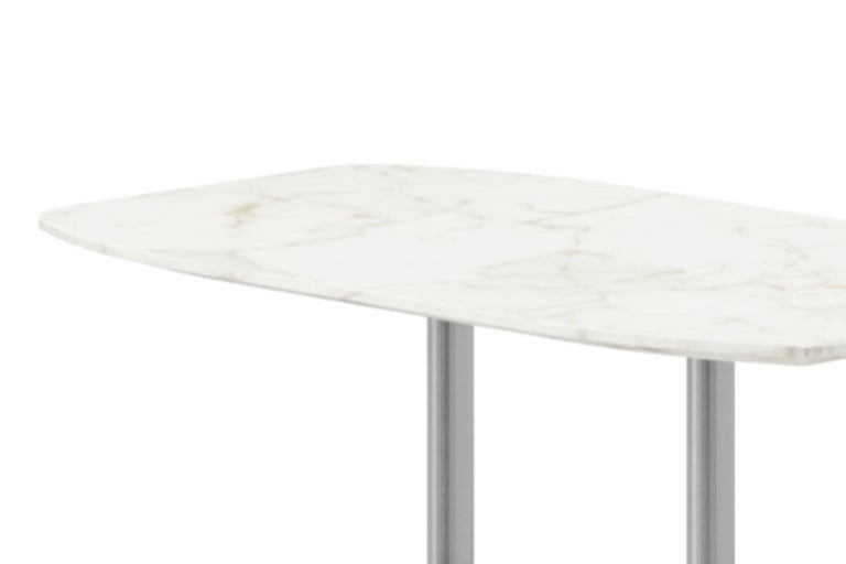 Modern Contemporary Side Table in Metal with Marble Top For Sale