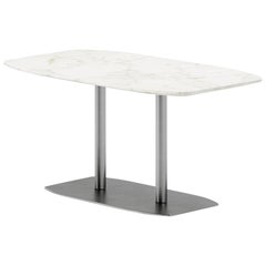 Contemporary Side Table in Metal with Marble Top