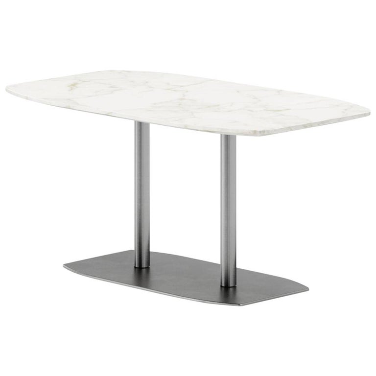 Contemporary Side Table in Metal with Marble Top For Sale