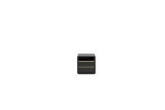 Contemporary Nightstand in Black Lacquering Crossed leather drawers and metal