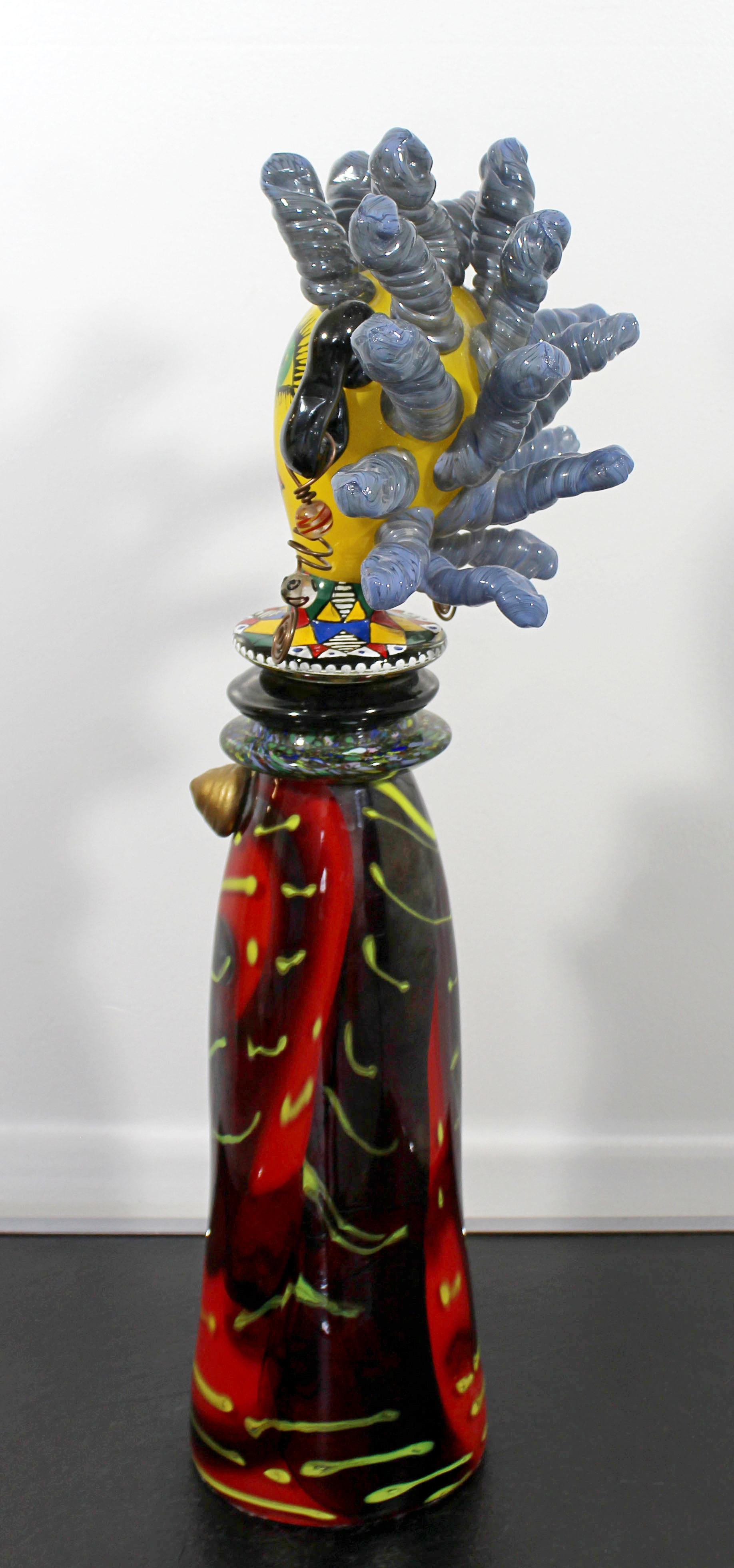 Art Glass Contemporary Signed Gavin Heath Glass Art Doll Female Table Sculpture, 1990s