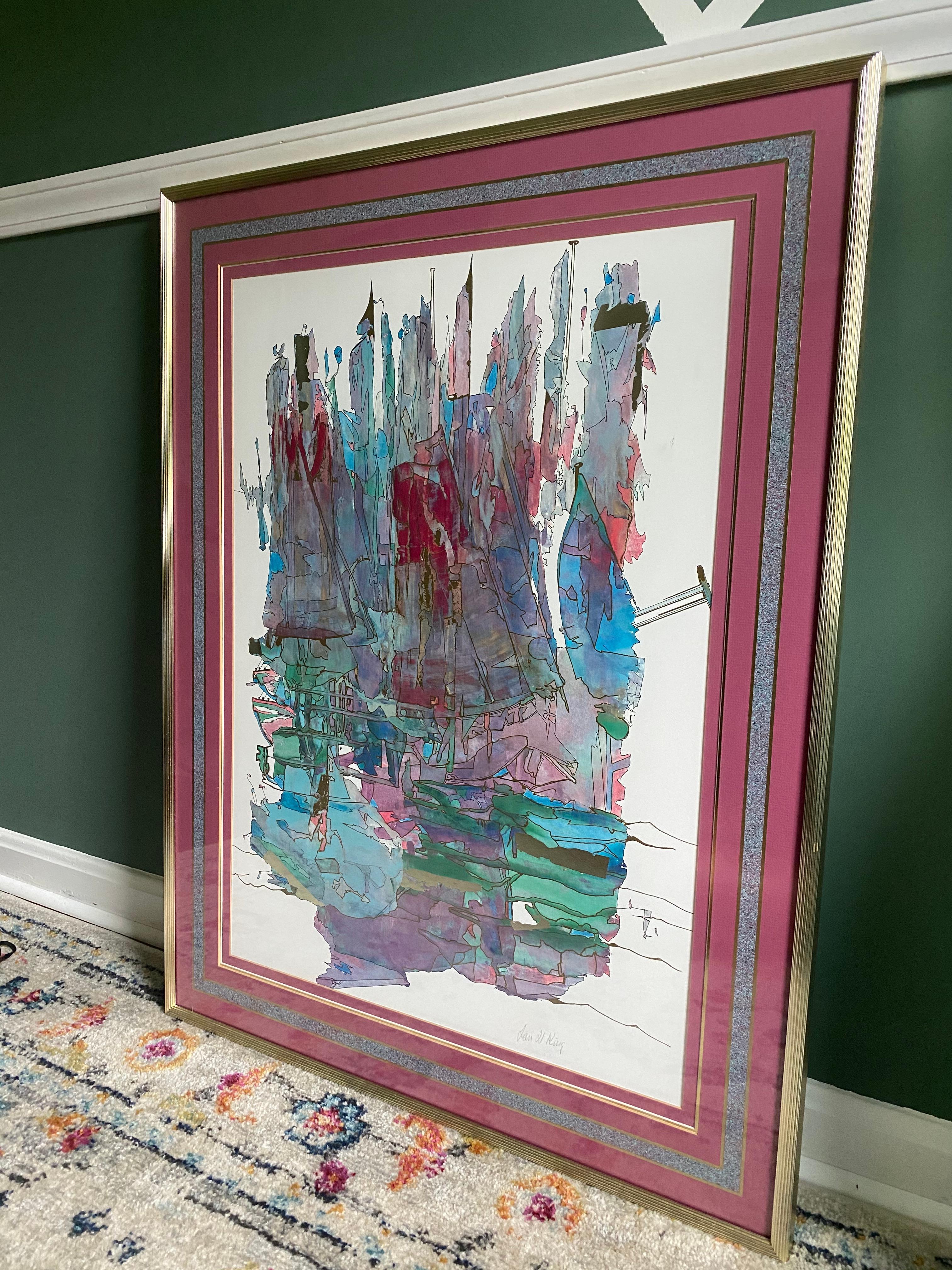 Contemporary Signed Jan Il Yang Abstract Collage, Framed In Good Condition For Sale In Medina, OH