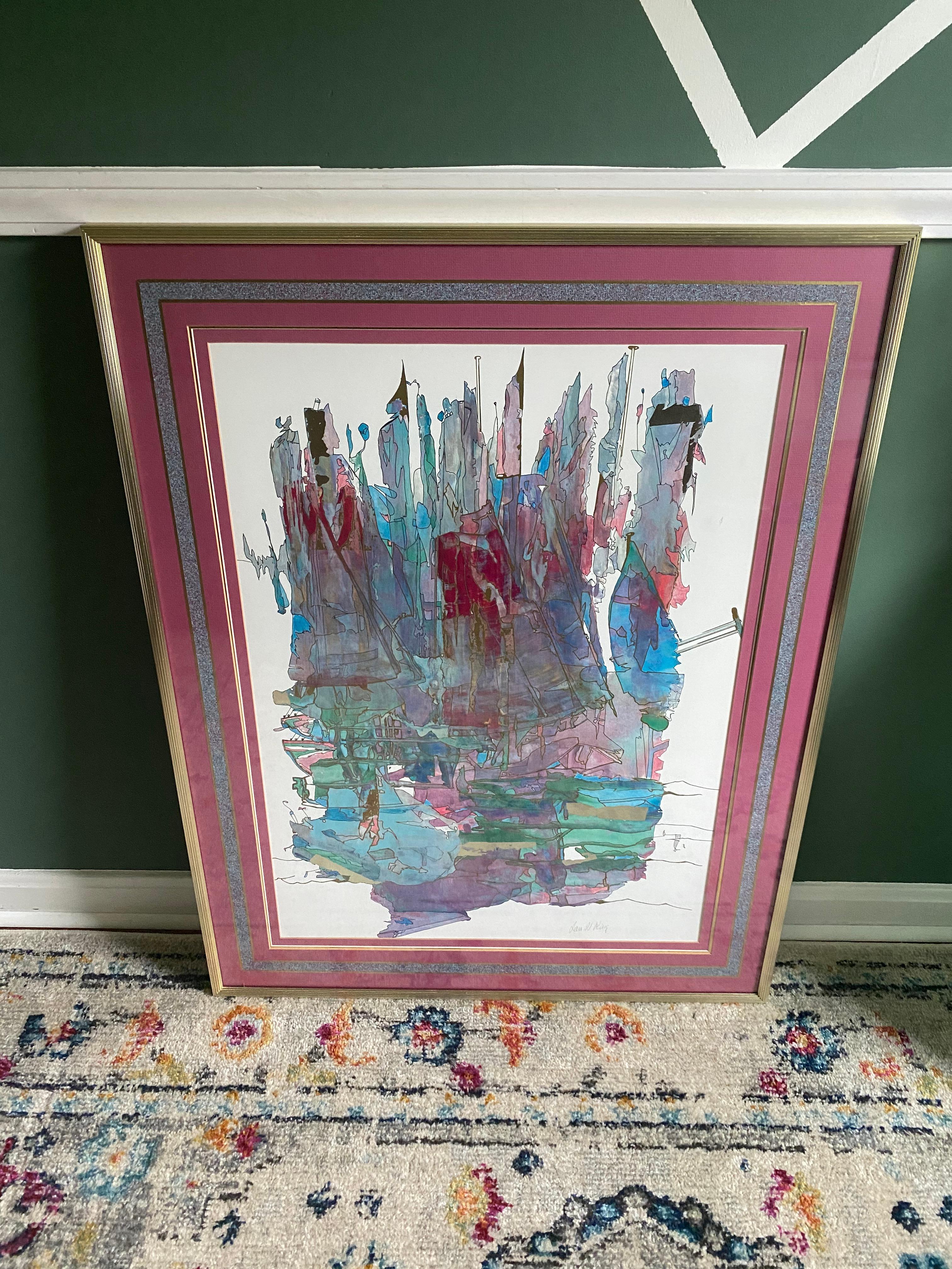 Collage abstrait contemporain signé Jan Il Yang, encadré en vente 2