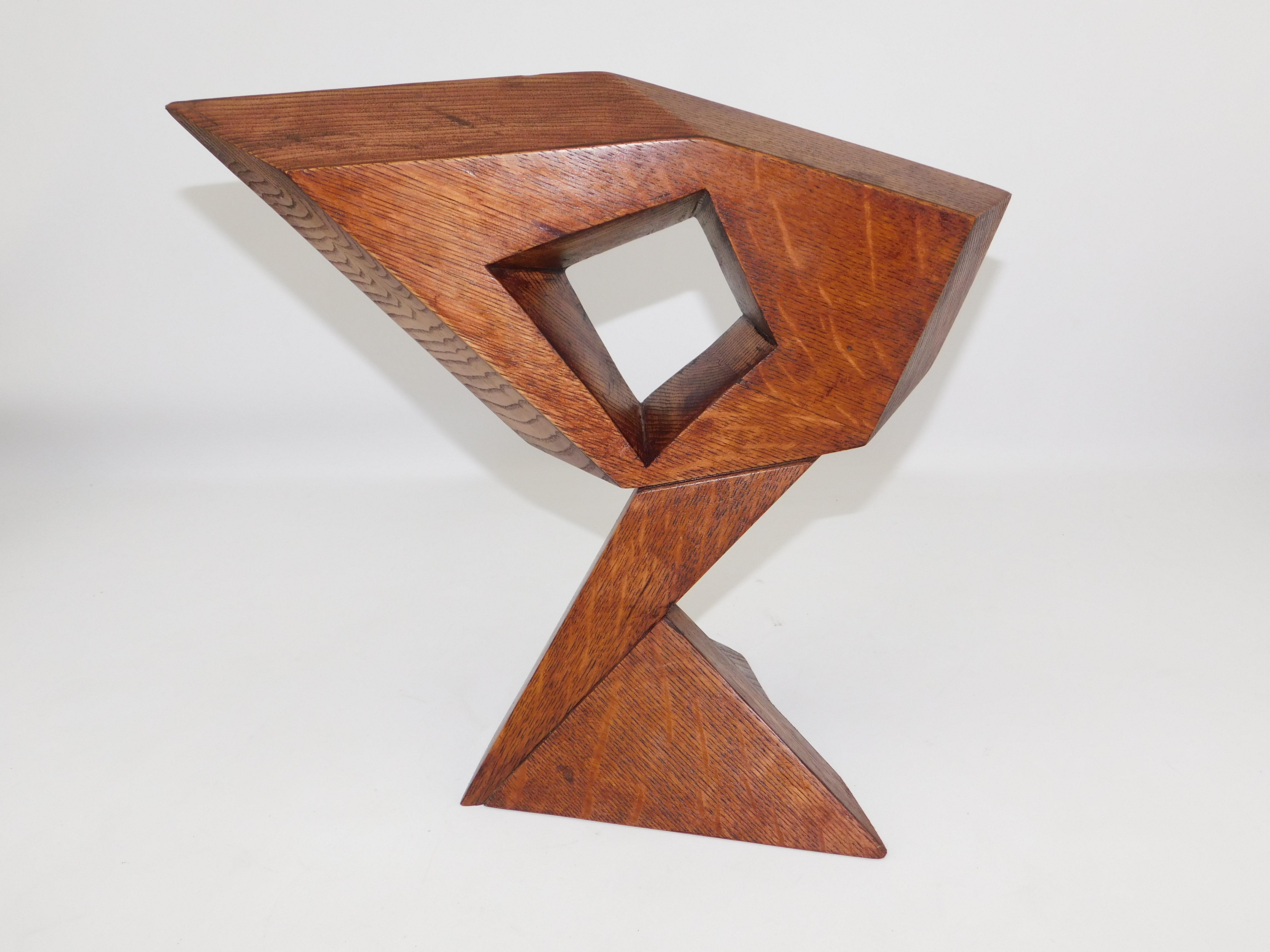 Canadian Contemporary Signed Modern Abstract Constructivist Styled Wooden Oak Sculpture For Sale