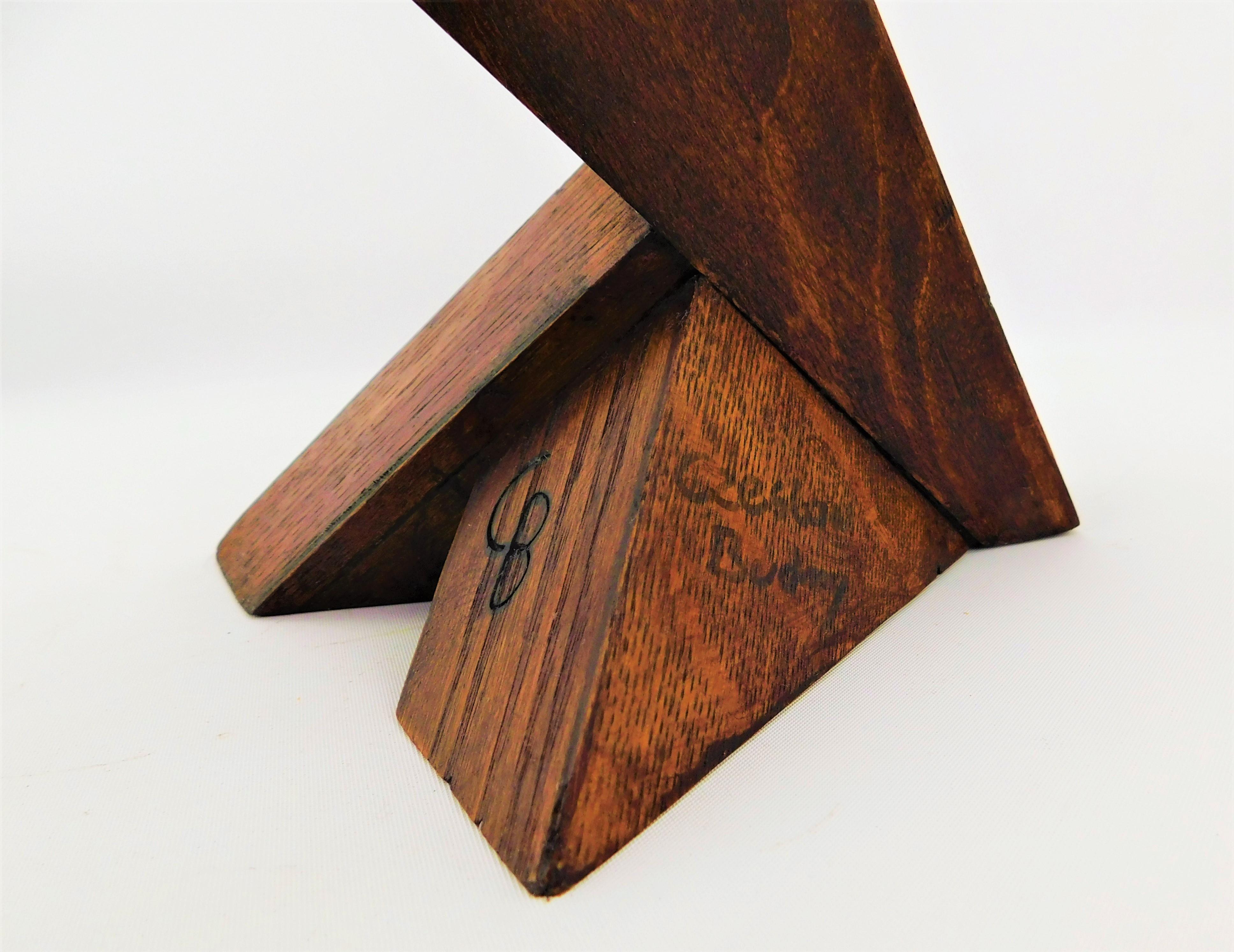 Contemporary Signed Modern Abstract Constructivist Styled Wooden Oak Sculpture For Sale 2