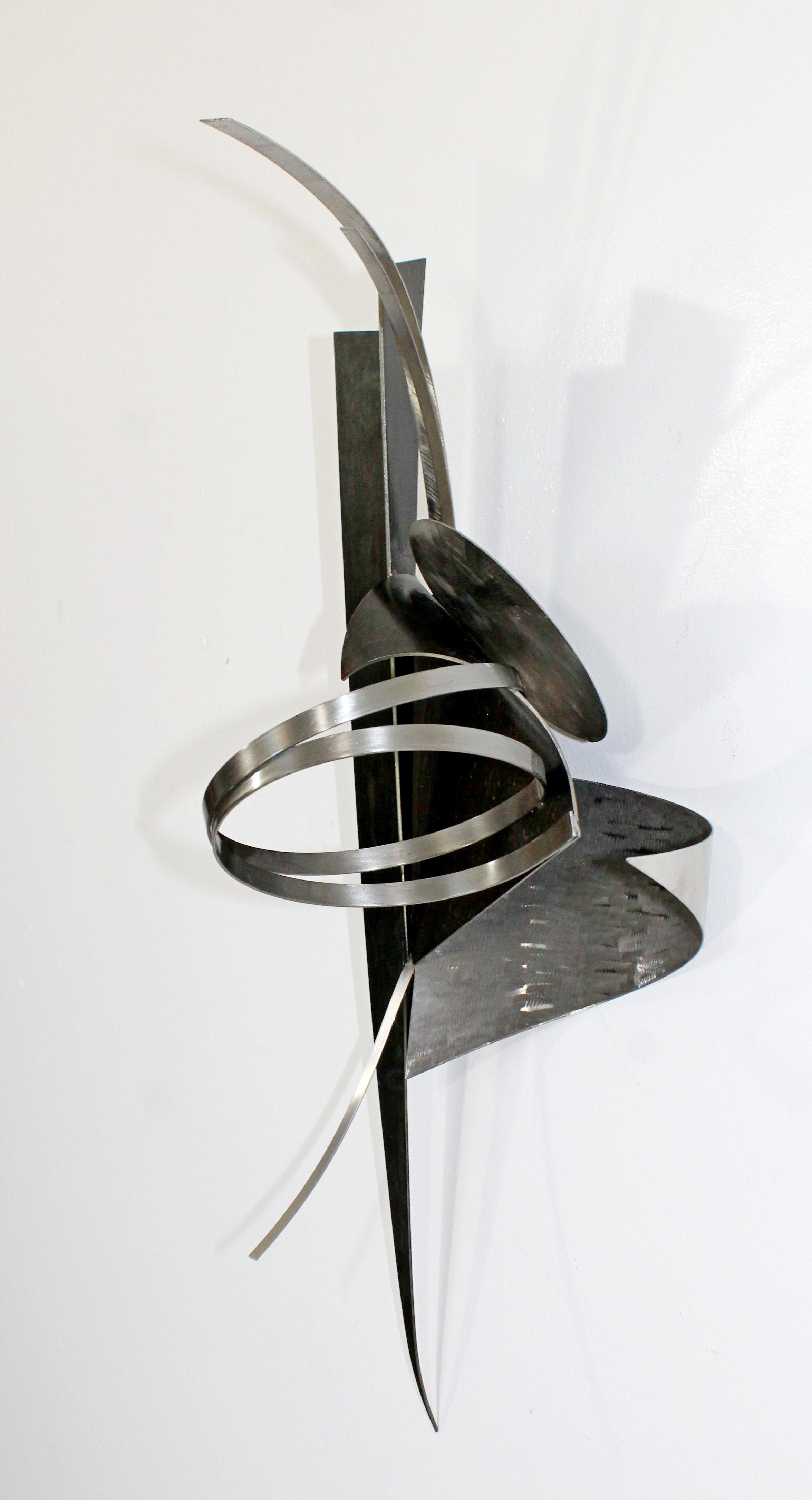 American Contemporary Signed Steel Metal Wall Sculpture Signed Christiane Martens, 1990s For Sale