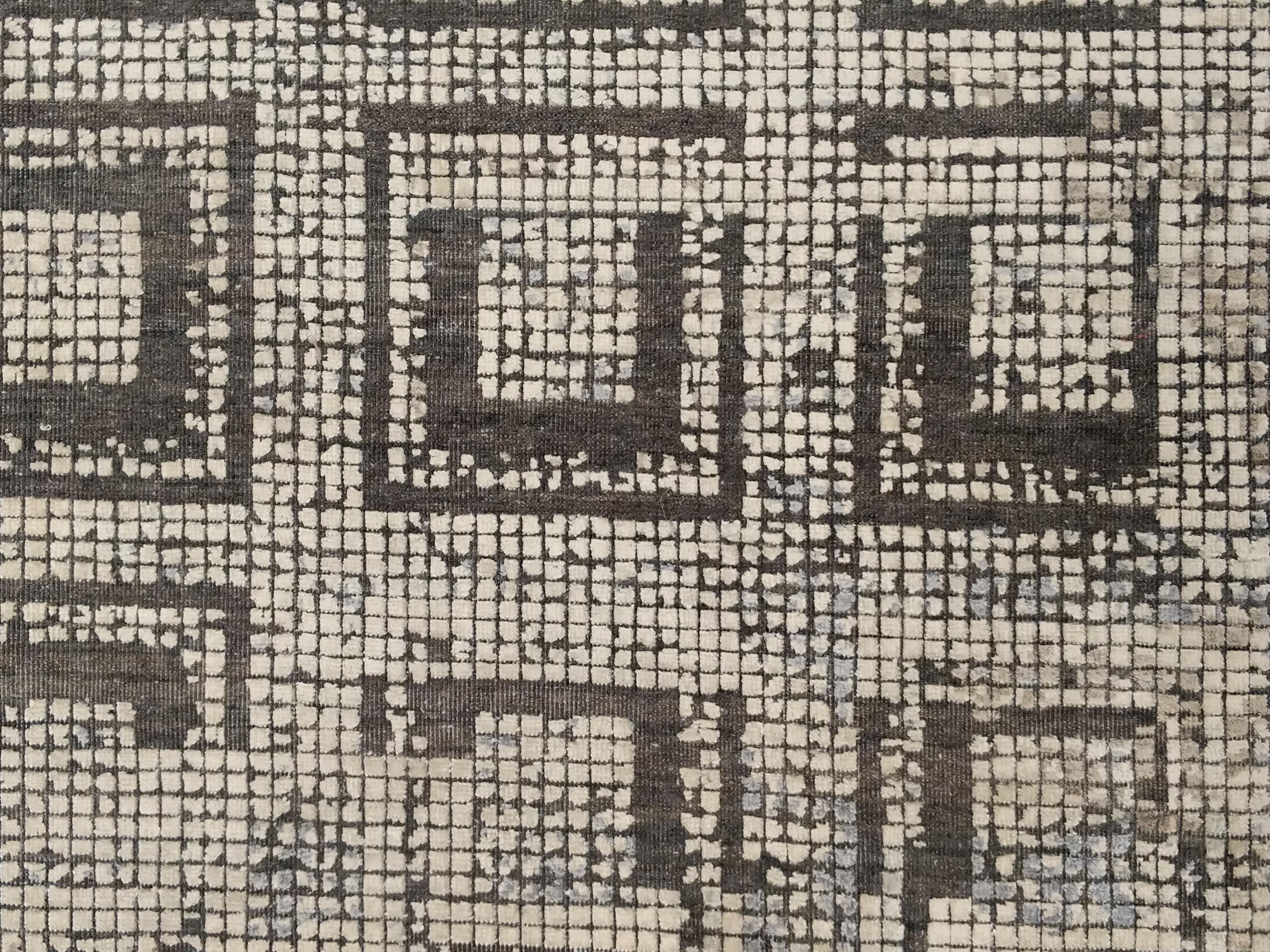 XXIe siècle et contemporain Tapis de soie contemporain à motif de mosaïque byzantine ancienne en vente