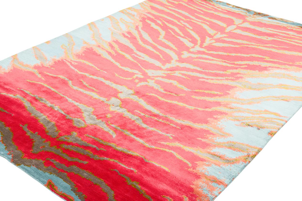Organic Modern Contemporary Silk Tiger Rug by Carini