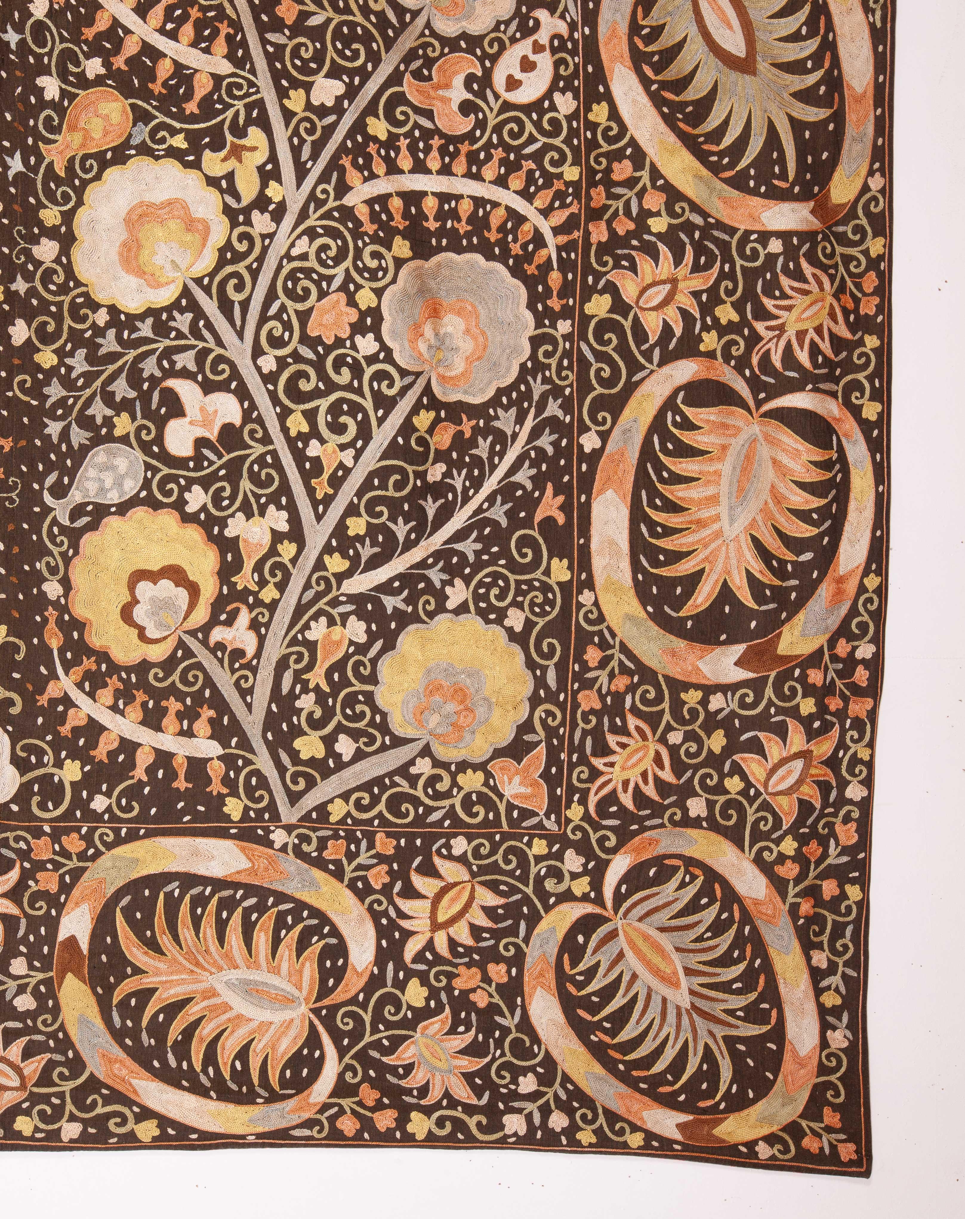 Embroidered Contemporary Silk Uzbek Suzani, 21st Century