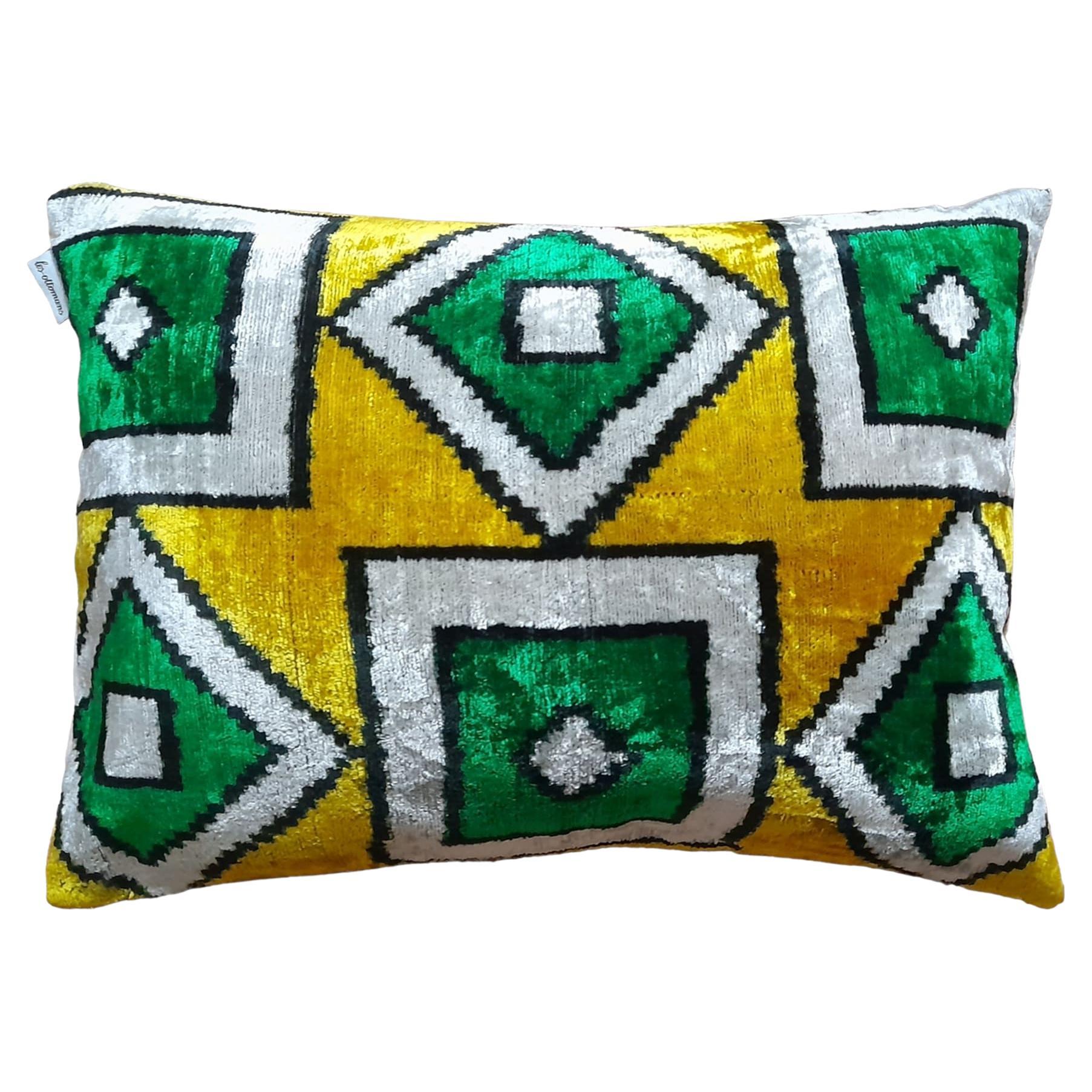 Contemporary Silk Velvet Handmade Pillow For Sale