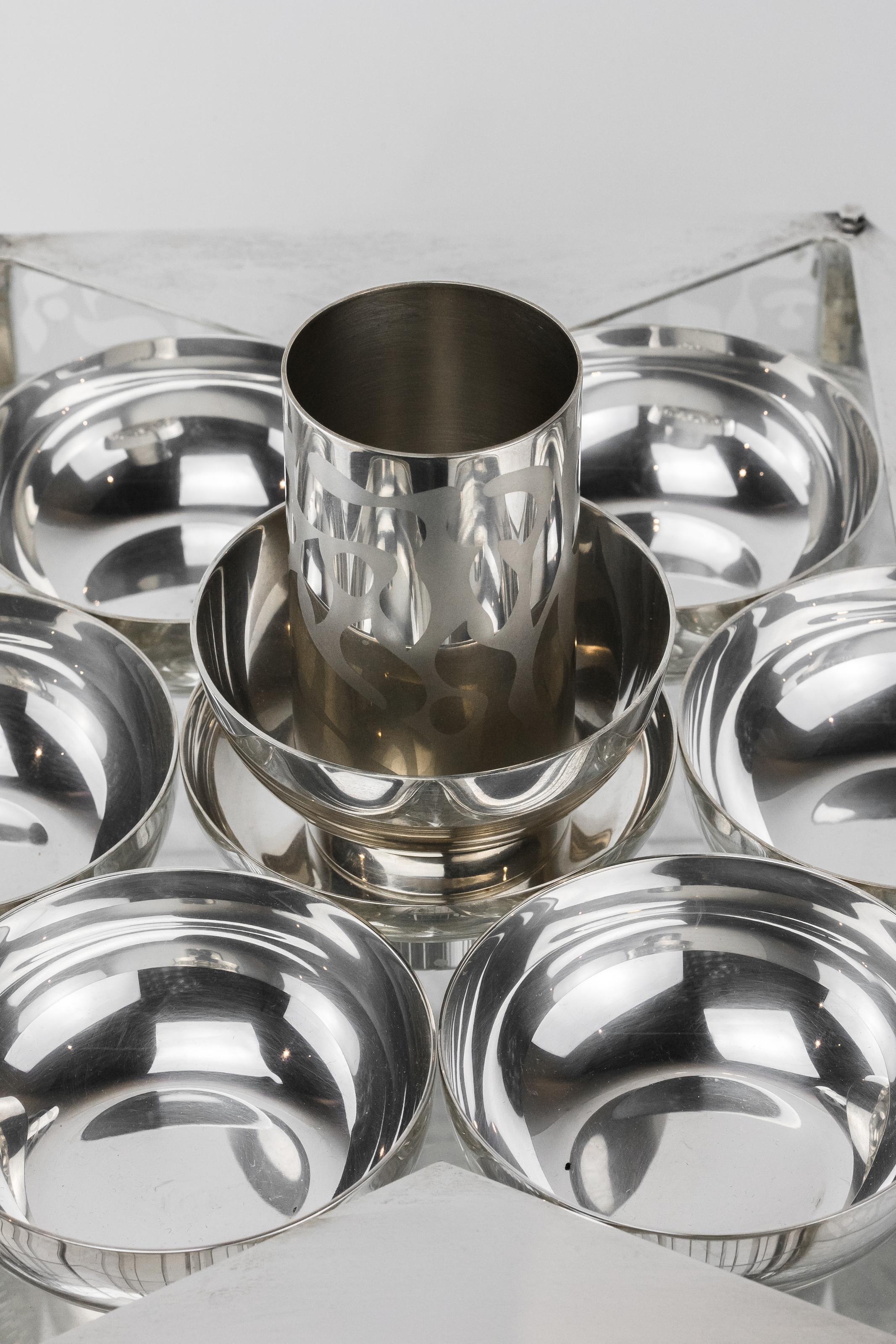 Contemporary Silver and Glass Passover Set by Menachem Berman 3