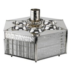 Contemporary Silver and Glass Passover Set by Menachem Berman
