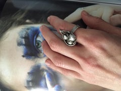 Contemporary Sterling Silver Fig Cocktail Ring by the Artist