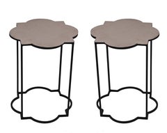 Contemporary Silver Geometric Metal Side Tables
