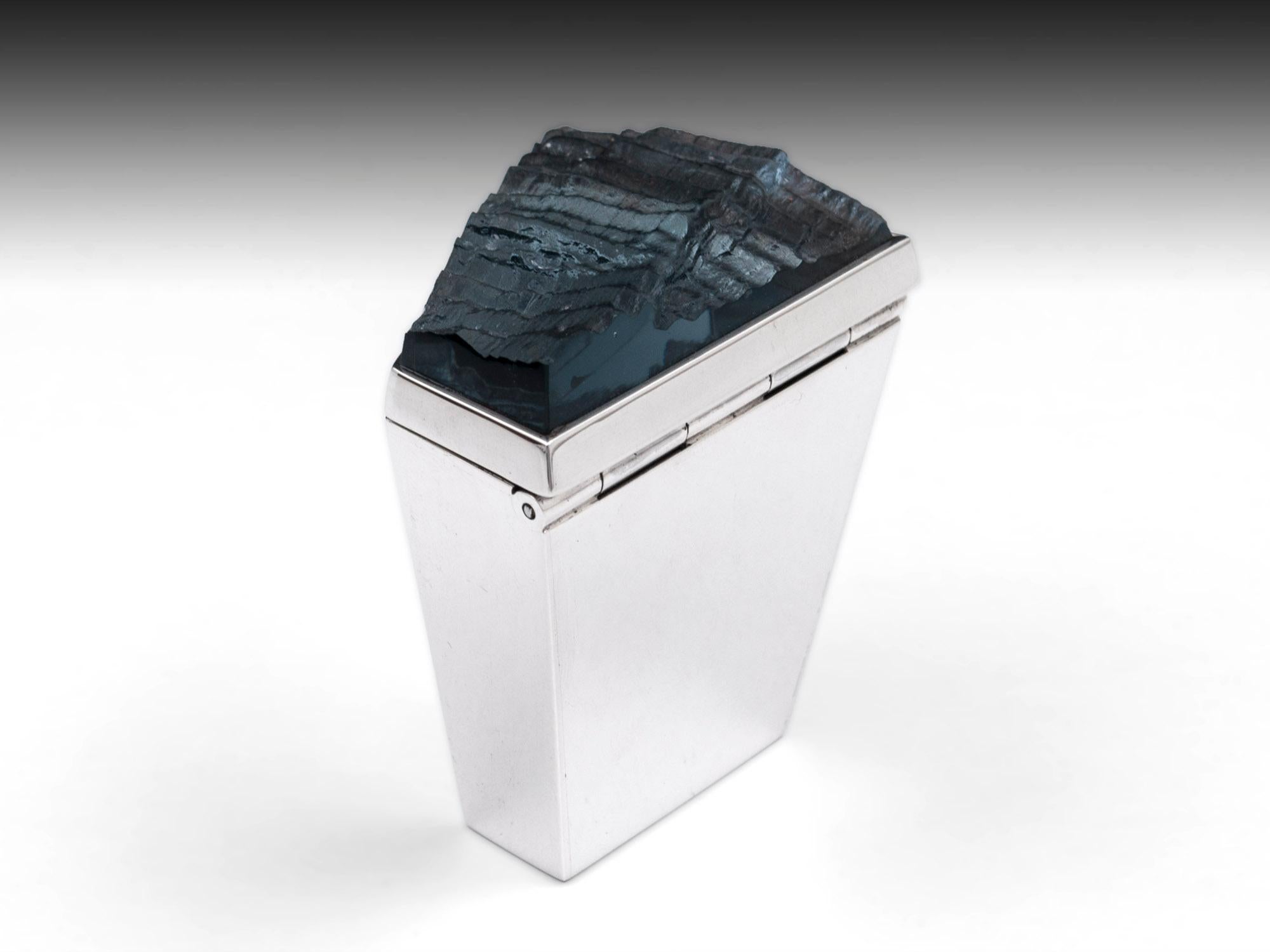 Stained Contemporary Silver Glass Box by James Dougall, 21st Century For Sale