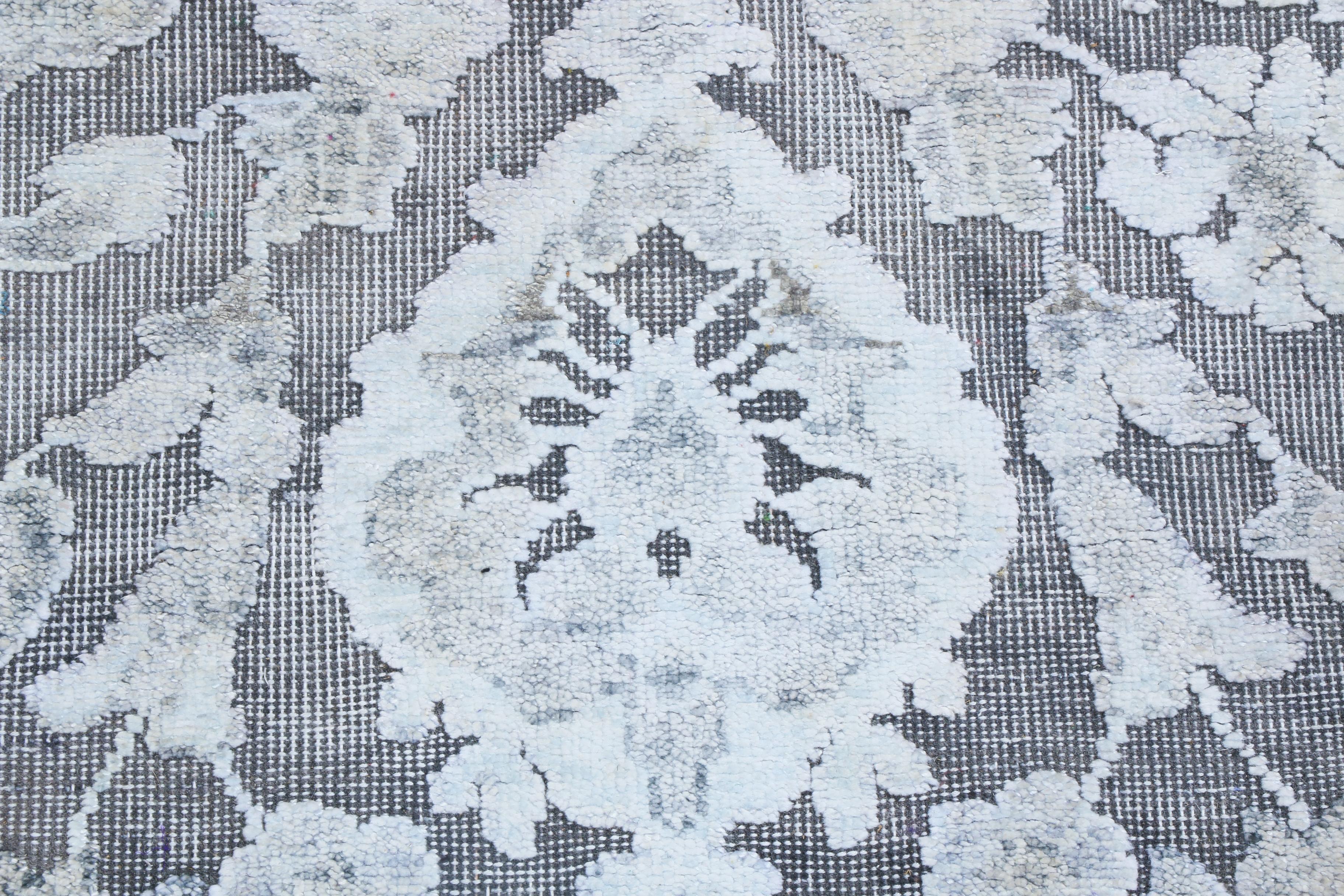 Hand-Knotted Rug & Kilim's Contemporary Silver Gray Wool and Silk Rug  For Sale