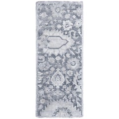 Contemporary Silver Gray Wool and Silk Rug