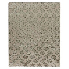 Zeitgenössischer handgeknüpfter Silbergrauer Teppich aus Wolle und Seide von Doris Leslie Blau