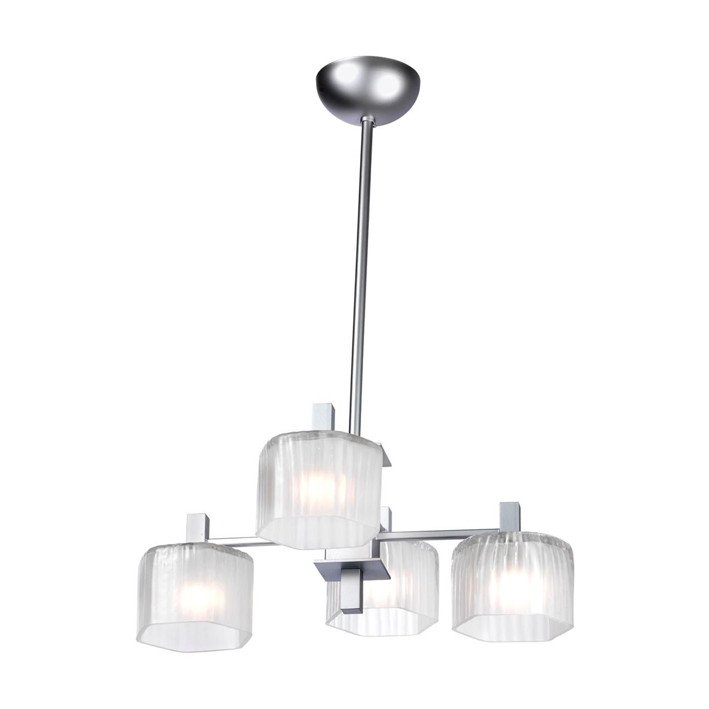 Contemporary Silver Opaline Chandelier For Sale