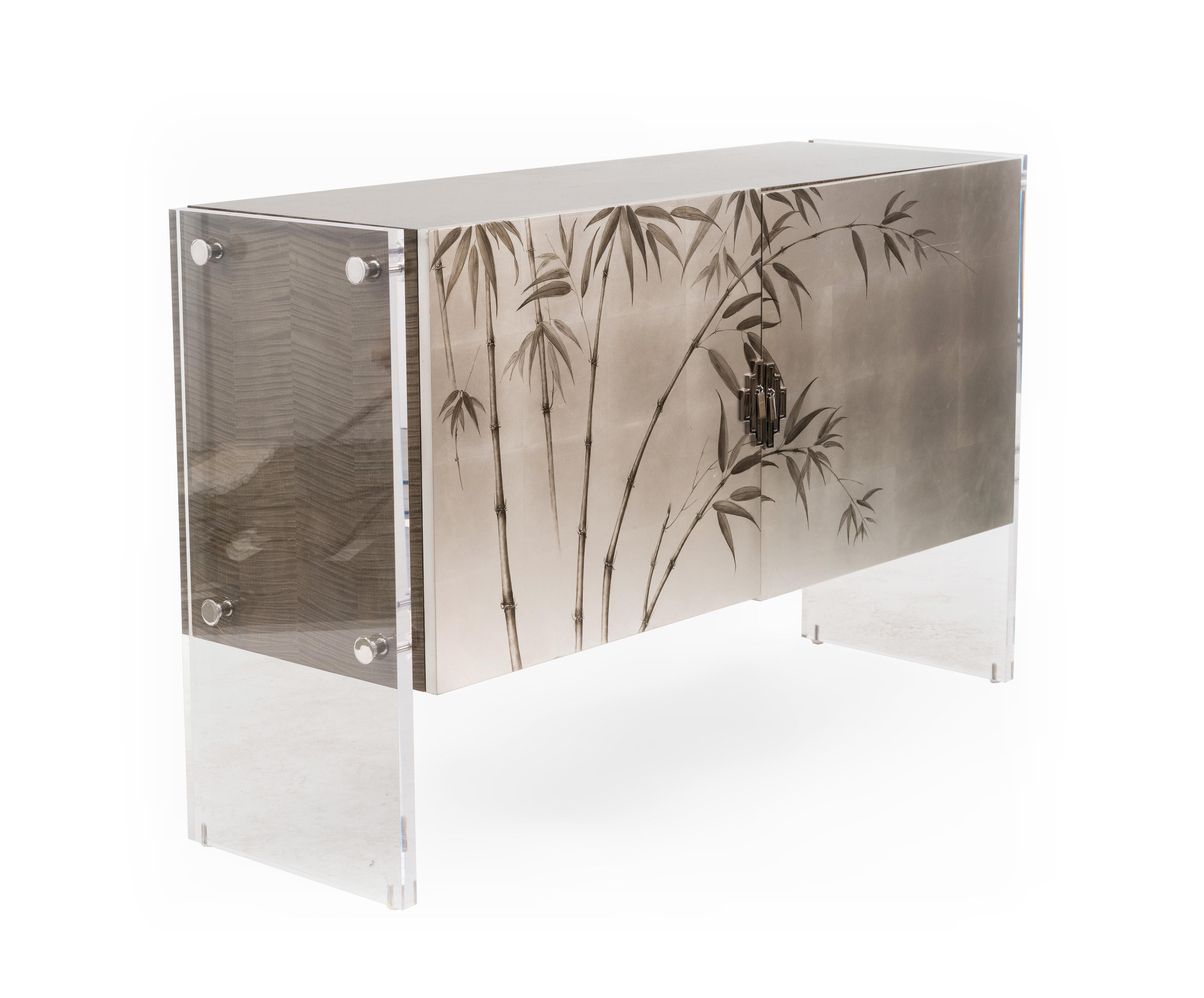 American Contemporary Silver Painted Commode For Sale