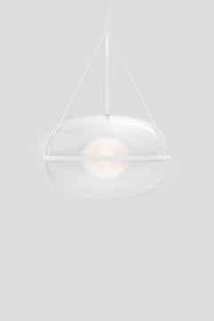 Lampada a sospensione contemporanea in argento "Iris 60", A/A