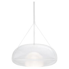 Lampe suspendue contemporaine en argent 'Iris 60', A/B.