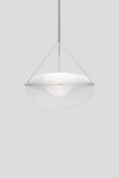 Lampada a sospensione contemporanea in argento 'Iris 90', B/A