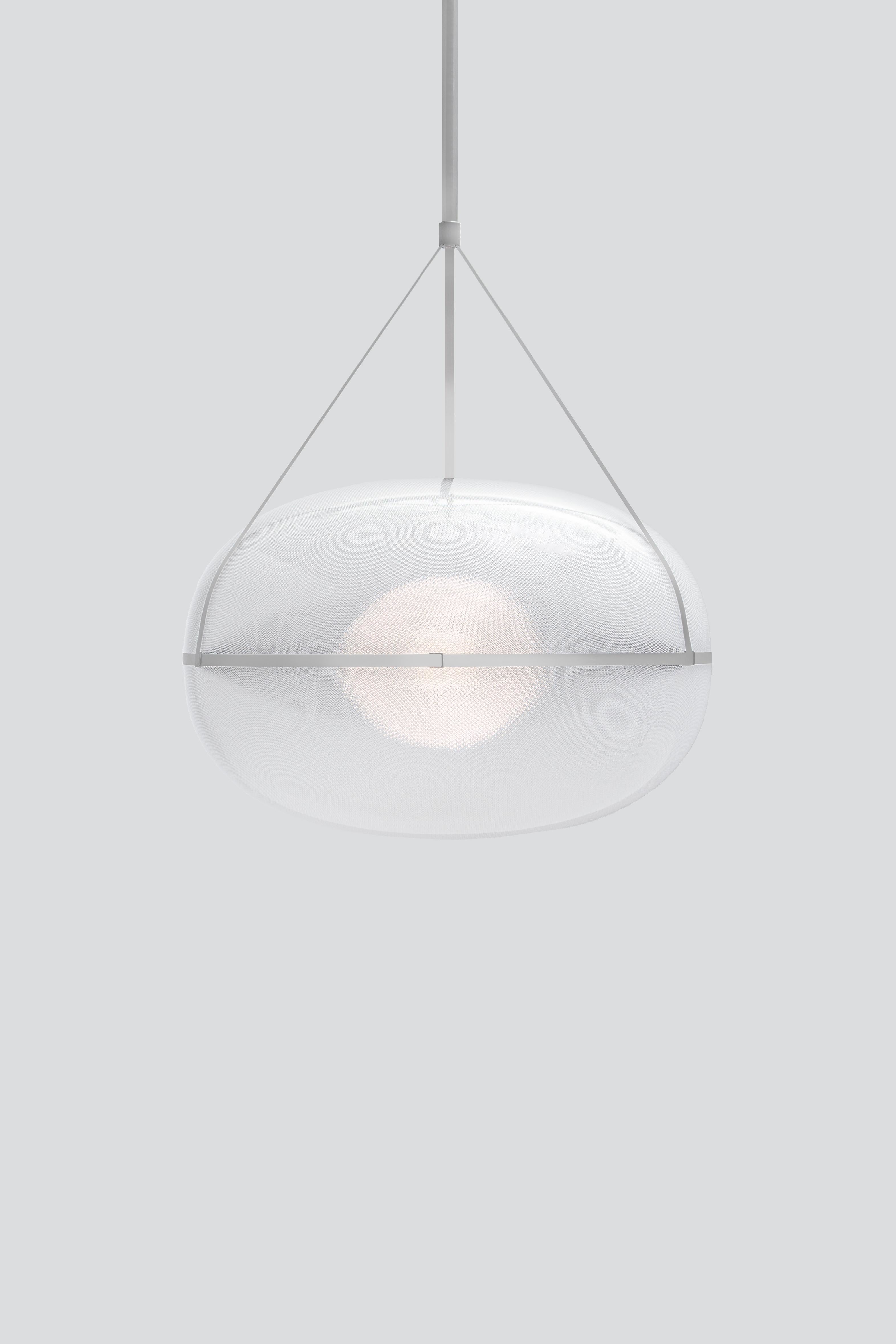 Organic Modern Contemporary Silver Pendant Lamp 'Iris', A/A For Sale