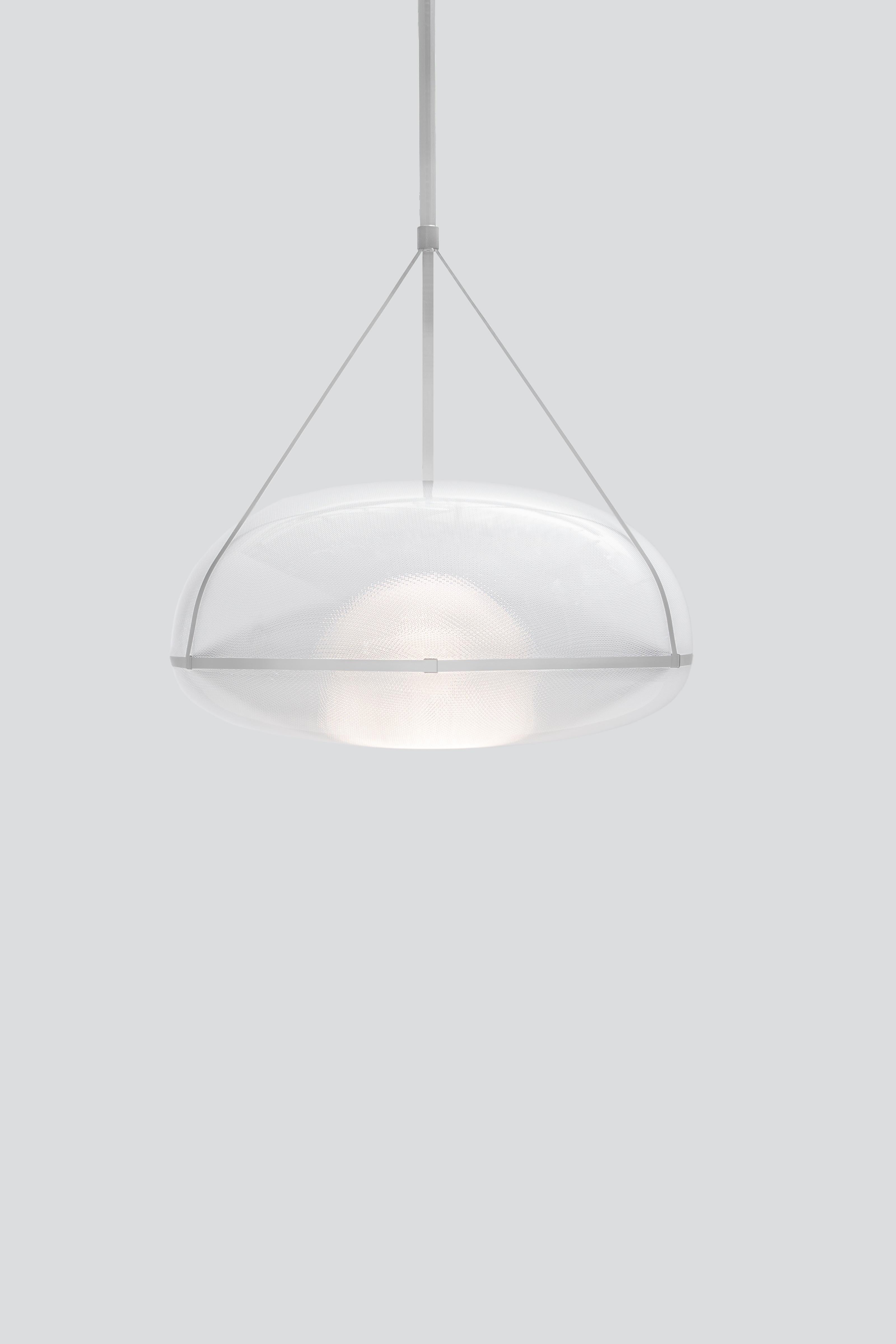 Contemporary Silver Pendant Lamp 'Iris', A/B  For Sale 5