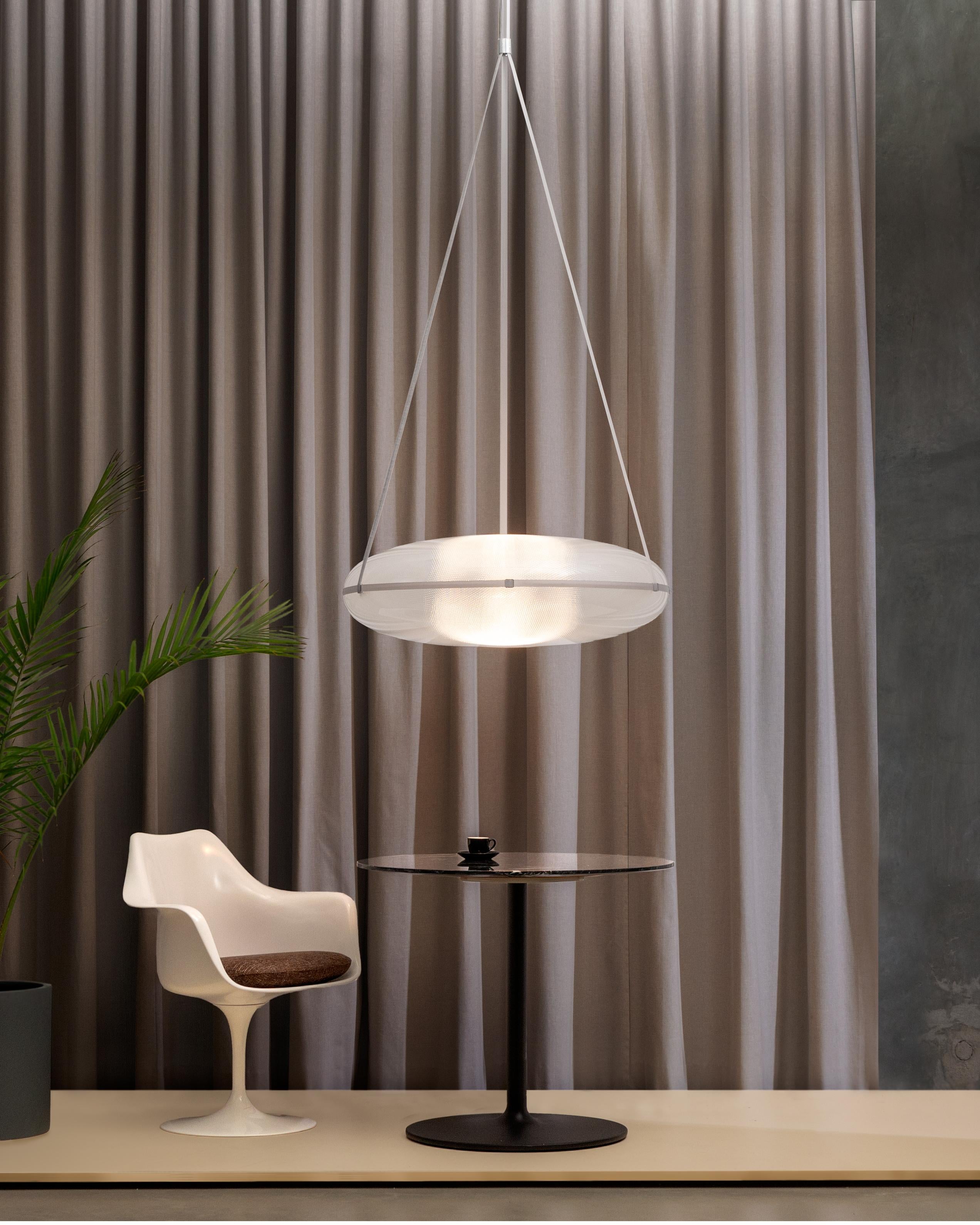 Contemporary Silver Pendant Lamp 'Iris', A/B  In New Condition For Sale In Paris, FR