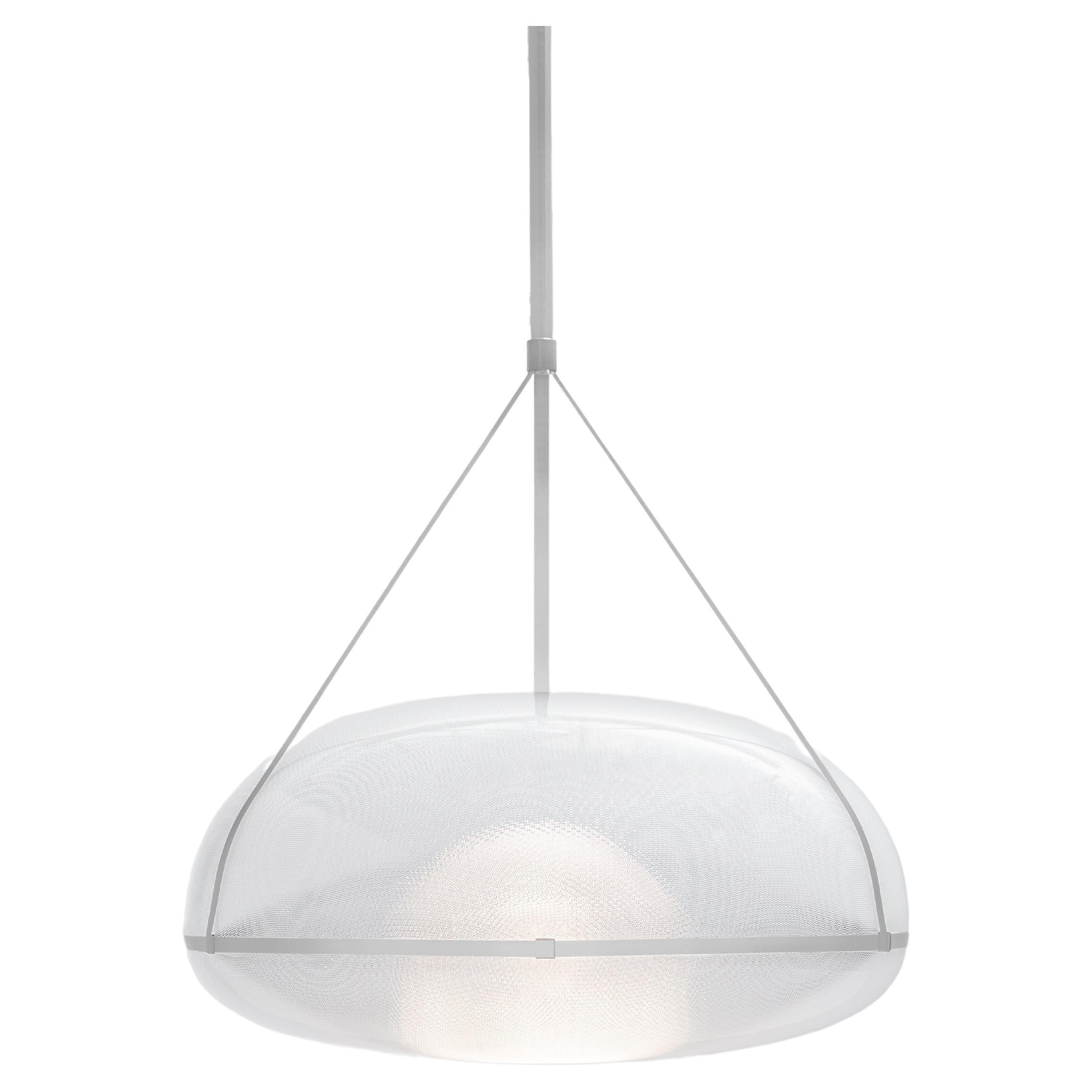 Lampe à suspension contemporaine en argent "Iris", A/B  en vente