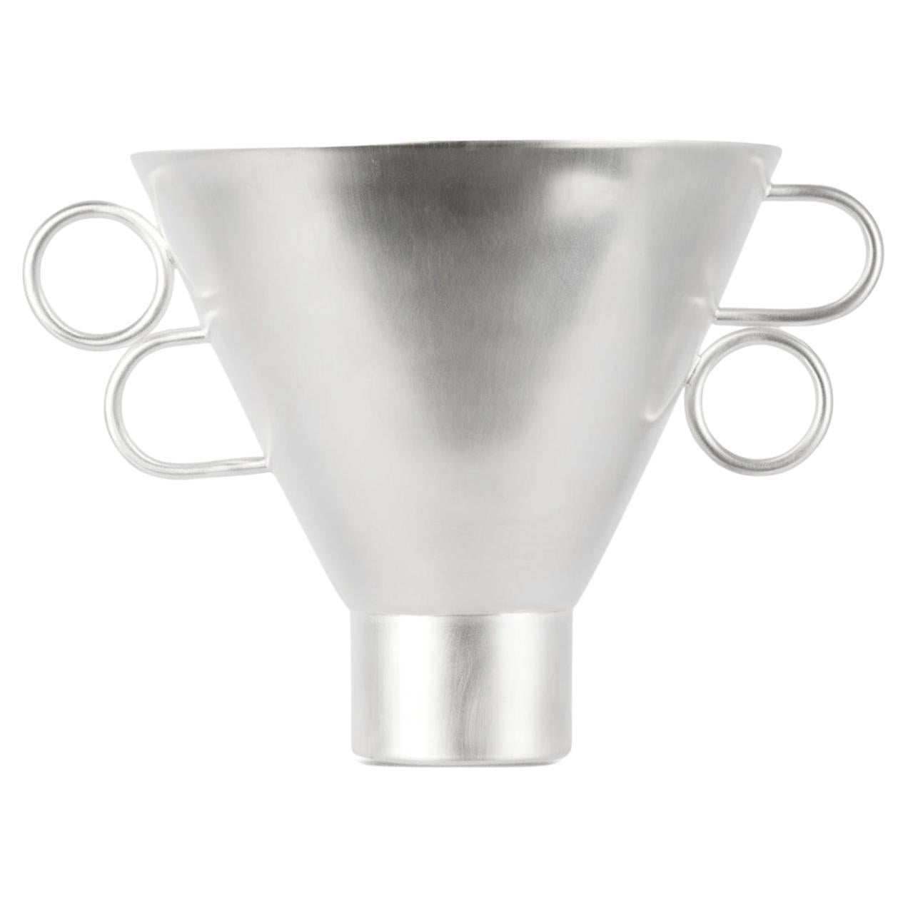 Contemporary Silver Plated Flower Cone shape Vase Handcrafted, Natalia Criado For Sale