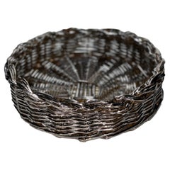 Contemporary Silver-Plated Hand Made MINI Woven Basket, Made in Italy